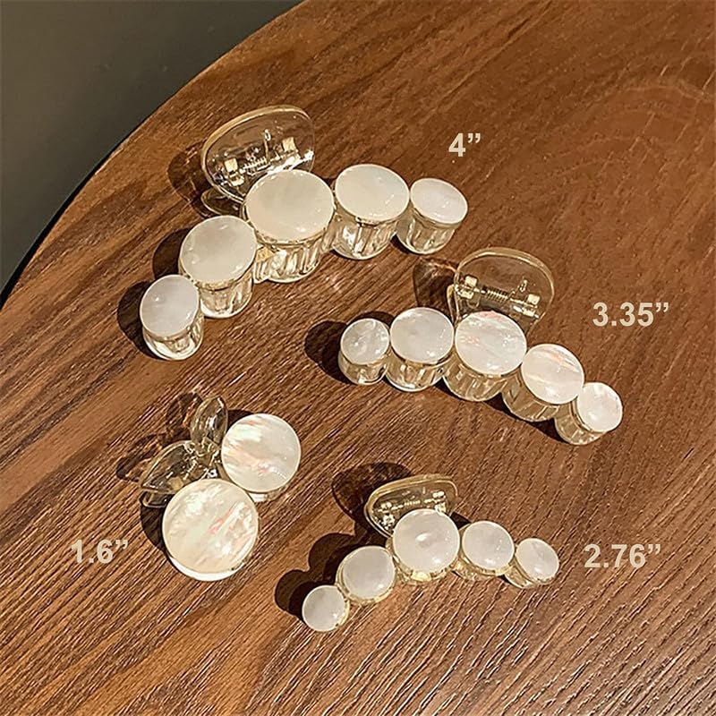 Belicia 4 Pack Large Grip Hair Claw Clips for Thin Hair - Non-Slip Hair Clips for Women & Girls, Strong Hold Jaw Clamp Barrettes (Mermaid Style) - Perfect for School, Work, Gym & Everyday Hairstyles