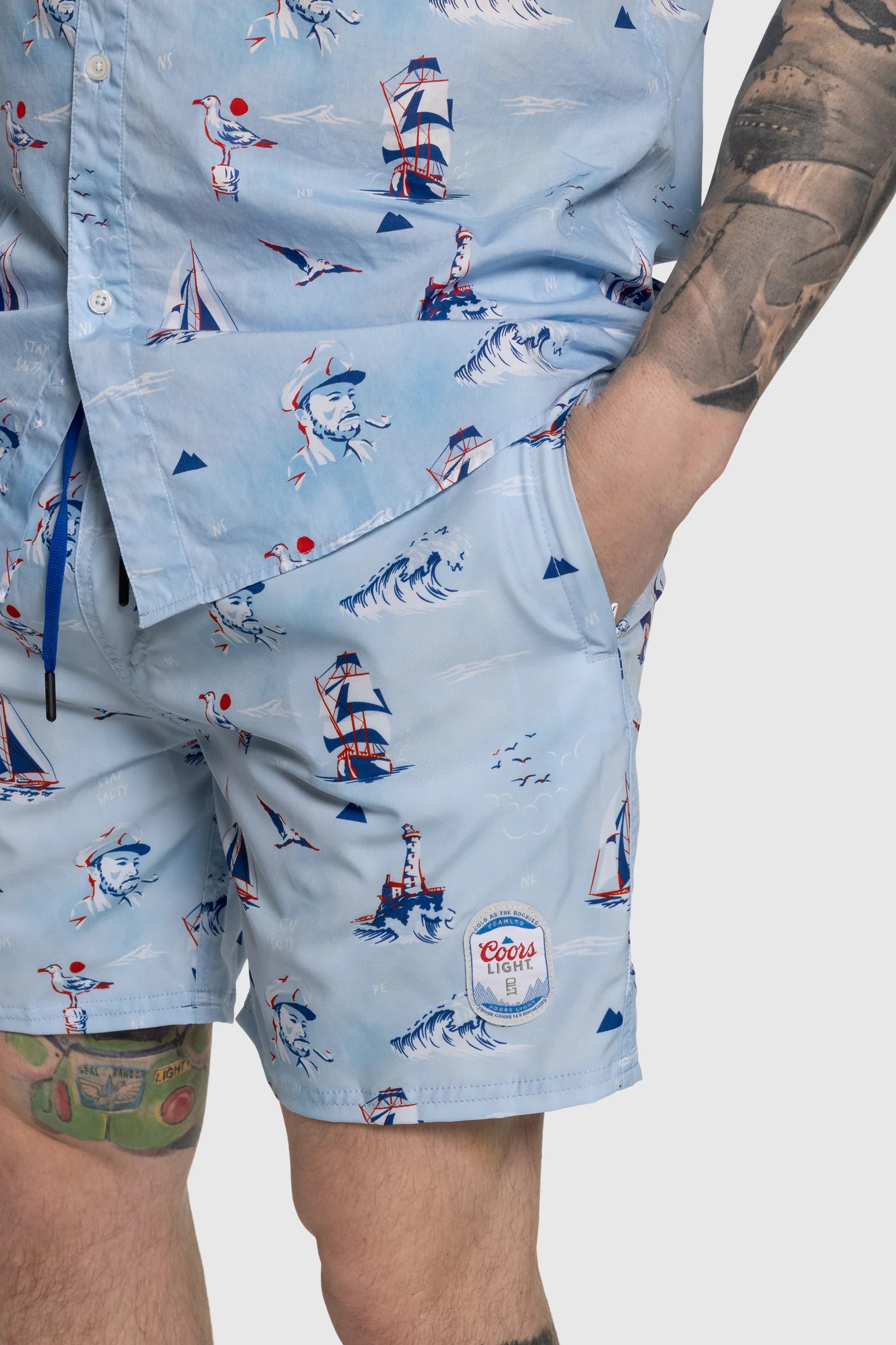 Coors Light Swim Shorts for Men - Quick Dry Beach Shorts with Pockets - Perfect for Swimming, Surfing, and Summer Vacations