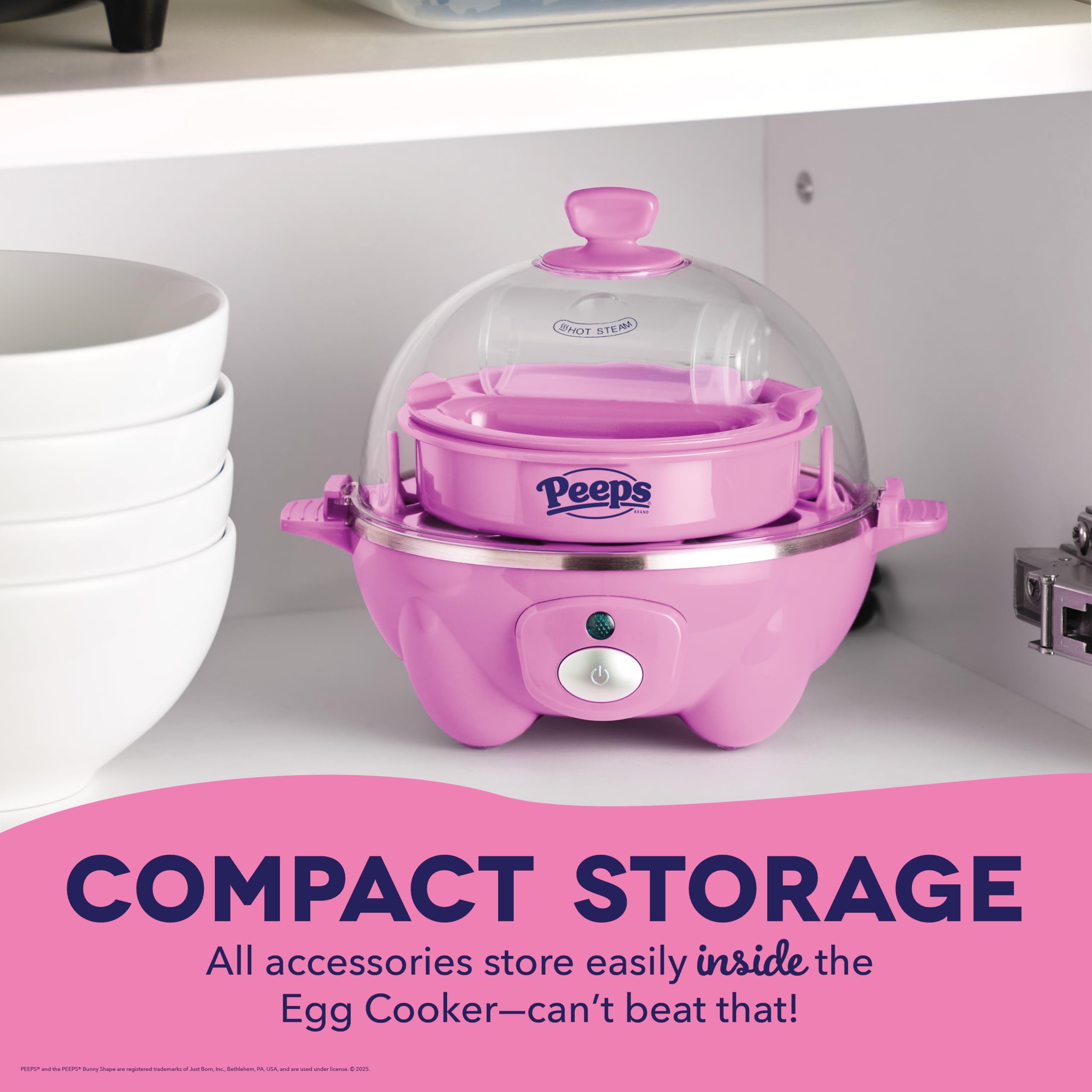 PEEPS x Dash Bunny Rapid Egg Cooker: 7-Capacity Electric Egg Cooker for Hard Boiled, Poached, Scrambled Eggs & Omelets with Auto Shut Off - Perfect for Breakfast, Meal Prep & Keto Diet - Pink