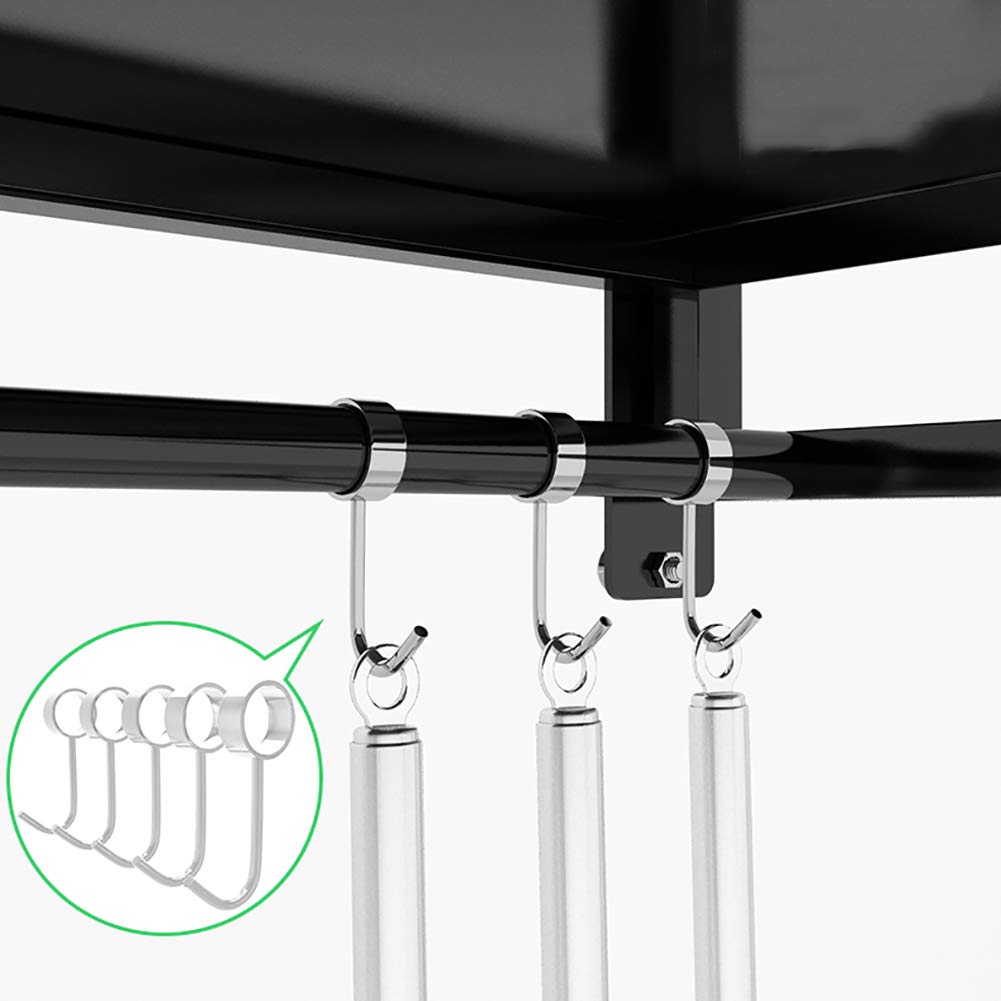 Wall Mounted Microwave Oven Shelf with 5 Hooks - Kitchen Organizer Floating Shelf for Electric Oven - Space Saving Storage Rack for Kitchen & Dining Room (Black) - Perfect for Small Kitchens & Apartment Cooking Spaces