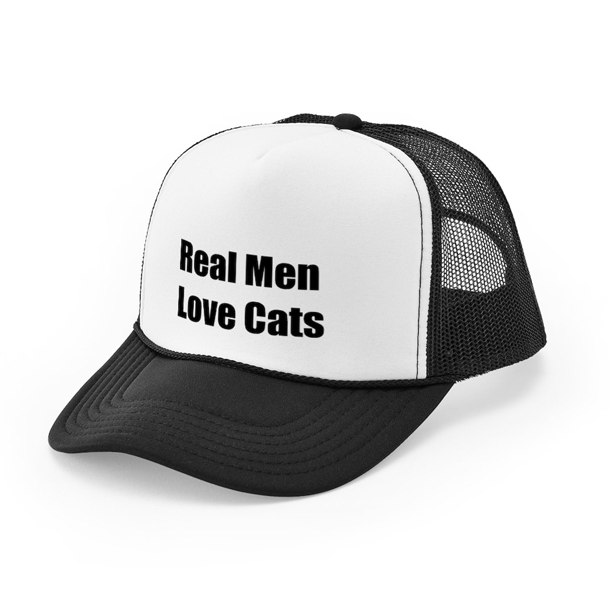 Real Men Love Cats Trucker Hat - Adjustable Snapback Cap for Men - Perfect for Casual Wear, Outdoor Activities & Cat Lovers