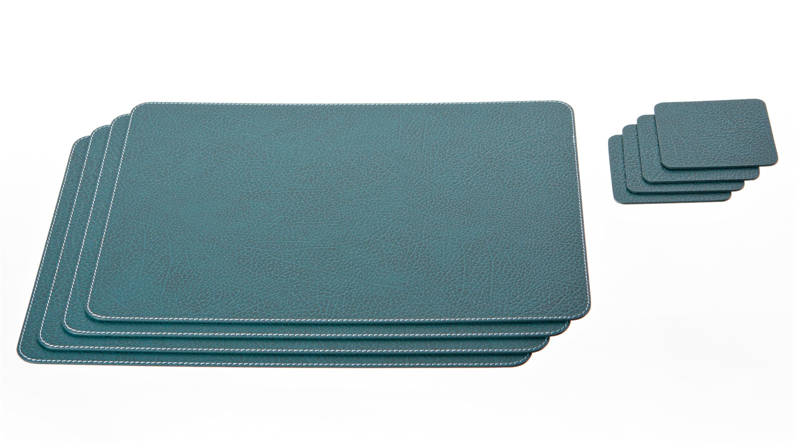 4-Piece Recycled Leather Placemat and Coaster Set - 18
