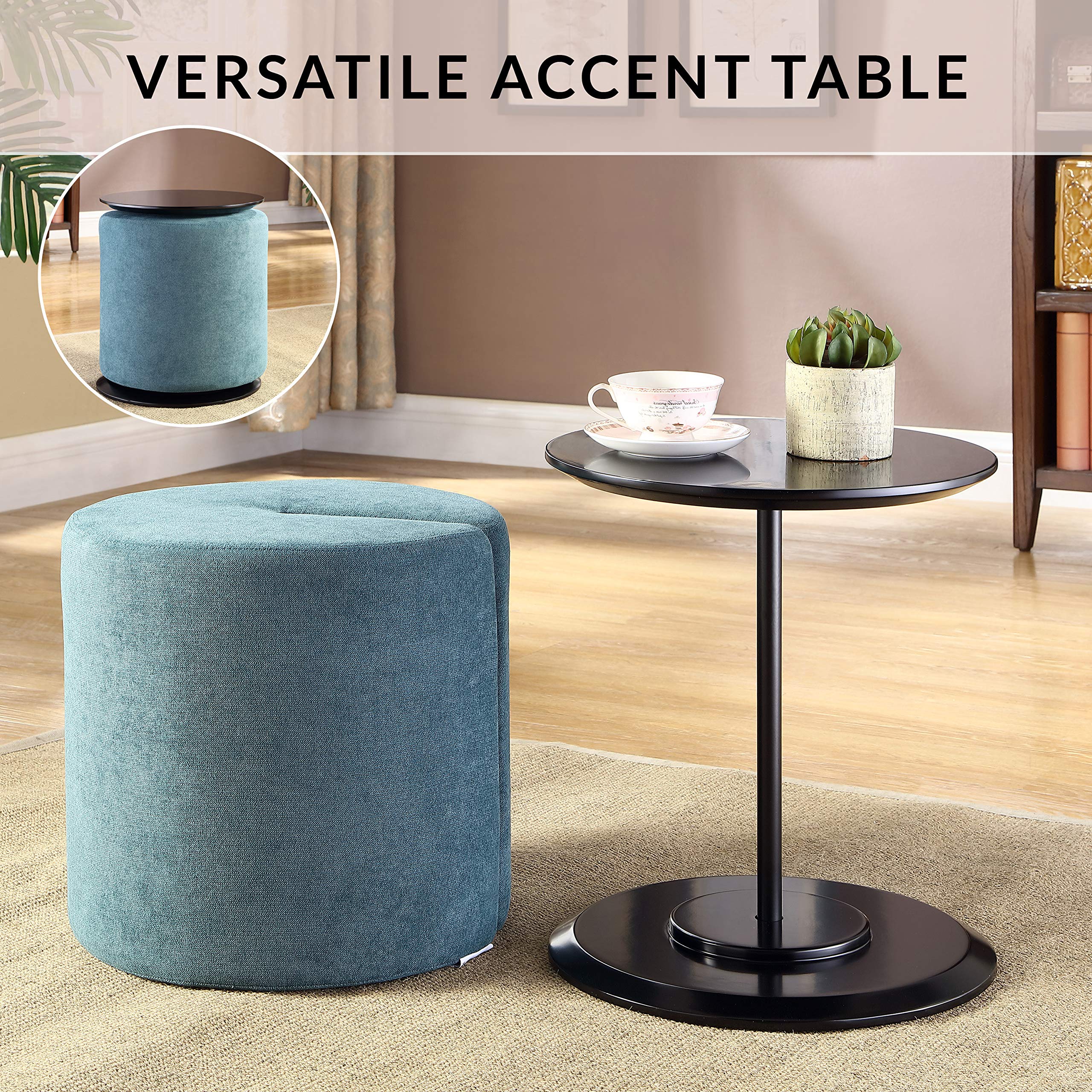 Modern Peacock Blue Accent Table & 18