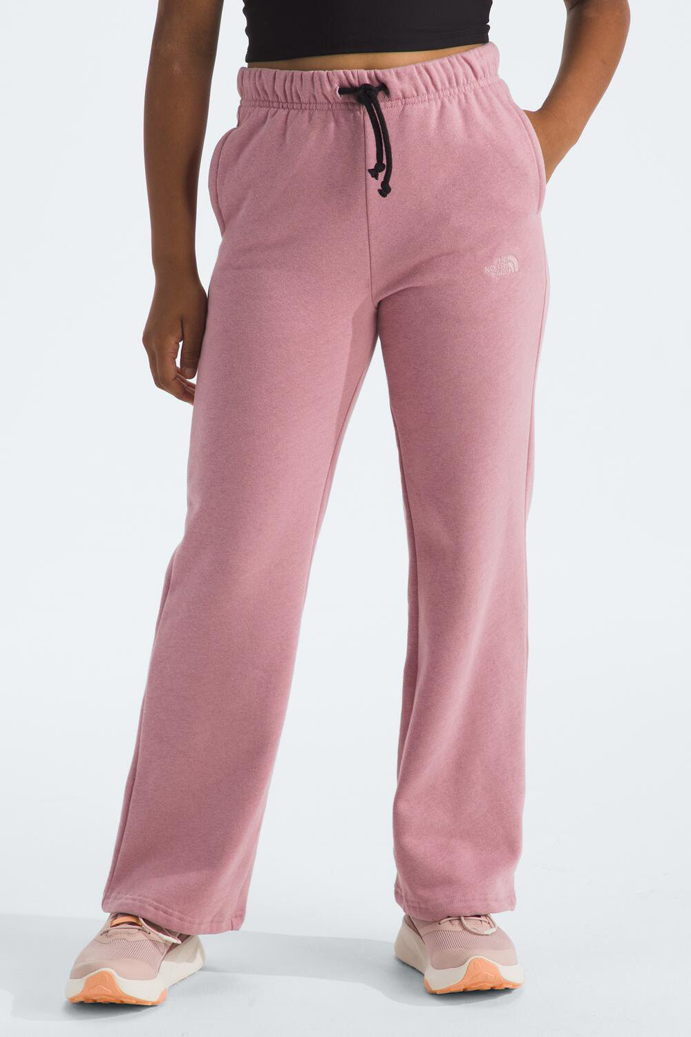 The North Face Girls' Camp Wide Leg Sweatpants - Soft Fleece Joggers in Mauve Pink for Outdoor Adventures & Casual Wear