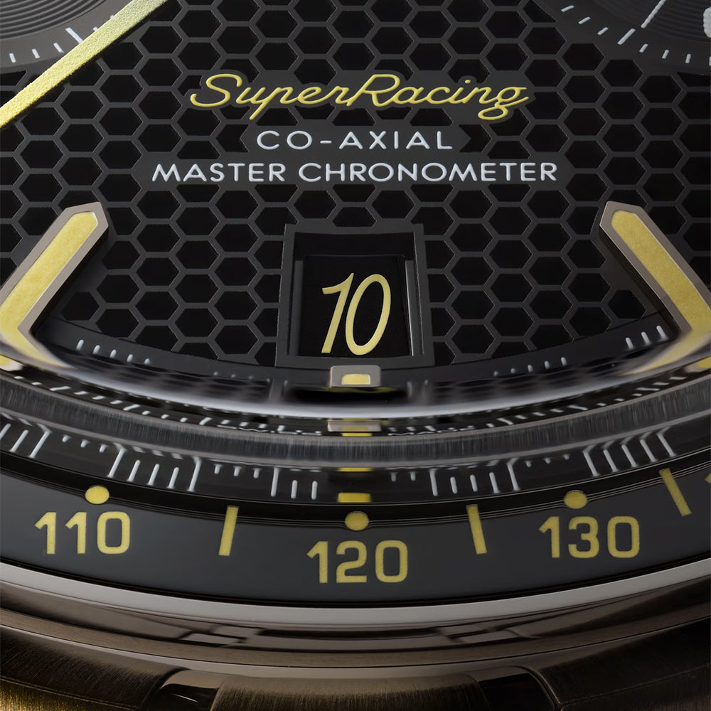 Omega Speedmaster Super Racing Master Chronometer 44.25mm Men's Watch - Black Dial on Stainless Steel Bracelet - Precision Timekeeping for Racing Enthusiasts & Professional Drivers
