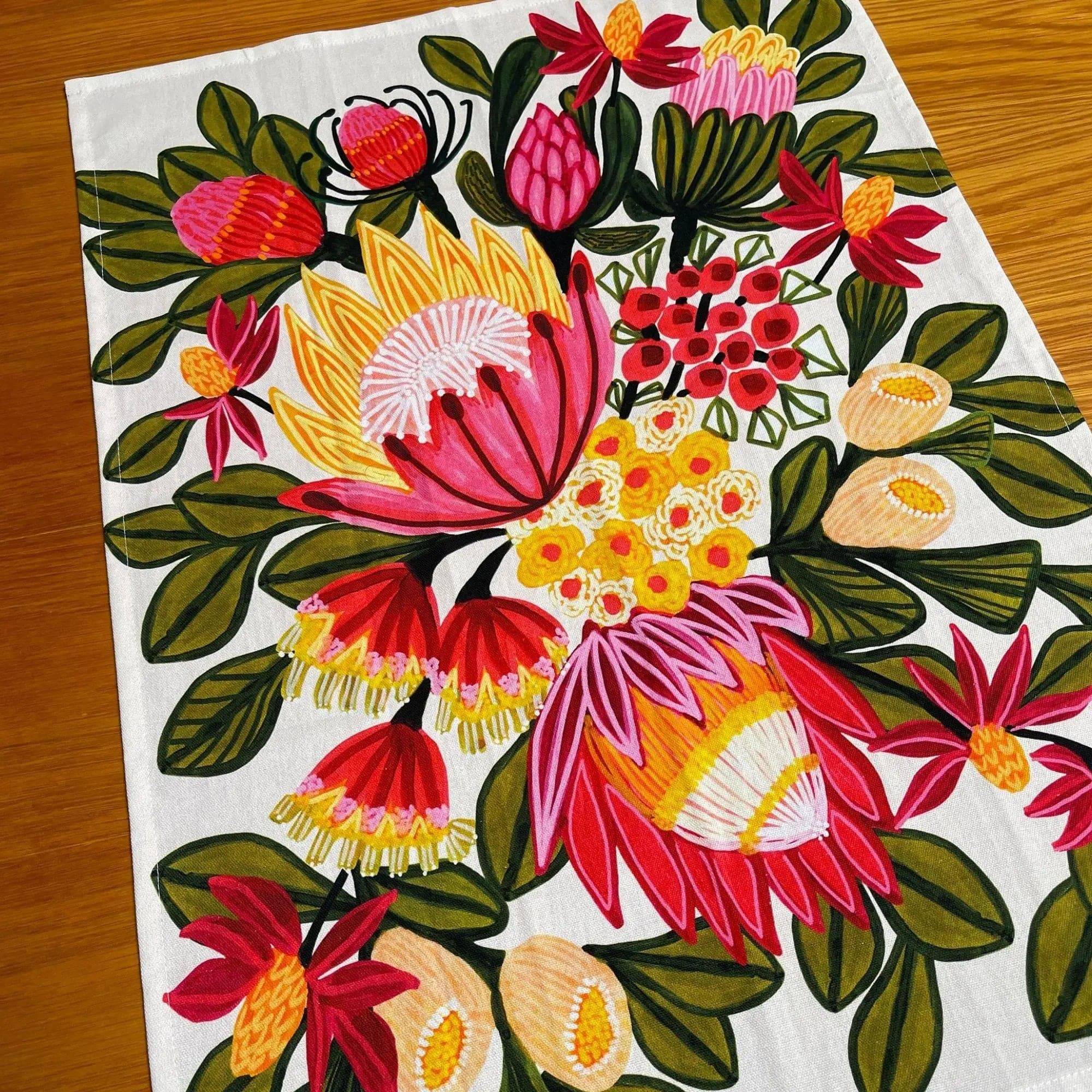 Premium King Proteas Tea Towel Set - 100% Cotton Kitchen Towels for Drying Dishes, Handmade Floral Design - Perfect for Kitchen, Dining, and Gift Giving