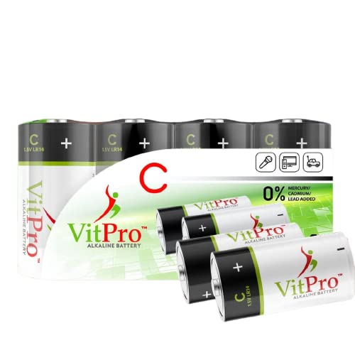 High-Performance C Cell Alkaline Batteries (4 Pack) - 1.5V Long-Lasting Power for Flashlights, Toys, Radios & More | All-Purpose Everyday Use Batteries