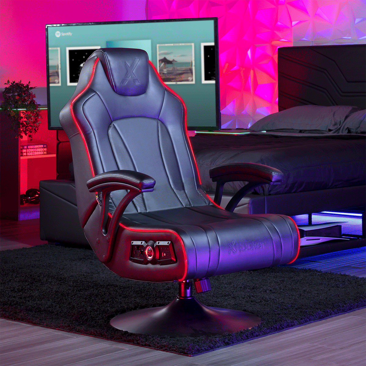 CXR3 LED Bluetooth Gaming Chair with Built-in Speakers - Ergonomic Racing Style PC Gaming Chair for Adults - Perfect for Gaming, Streaming & Home Office (Black)