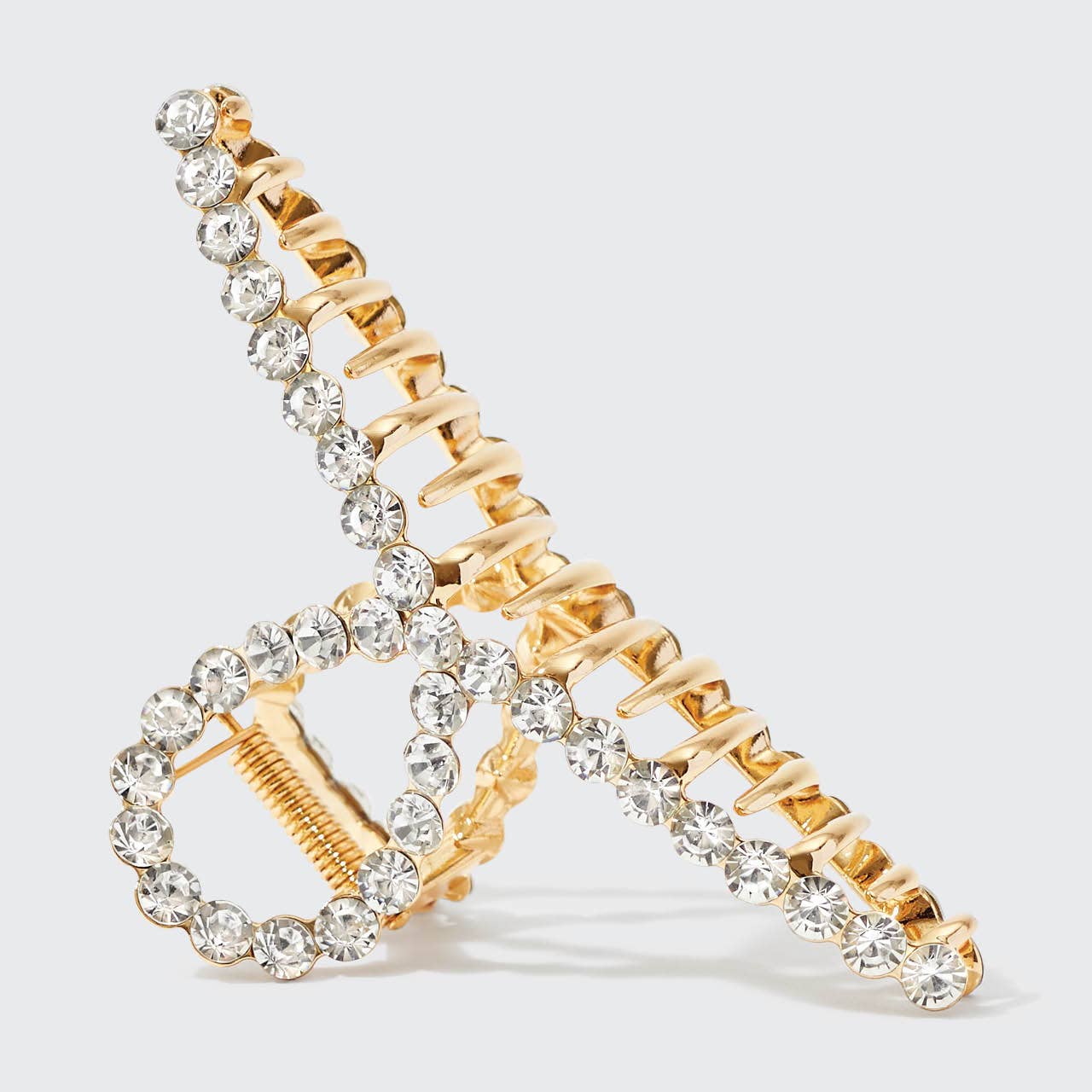 Gold Metal Rhinestone Loop Claw Clip - 1 Piece Hair Claw for Women, Perfect for Parties, Weddings & Everyday Hairstyles
