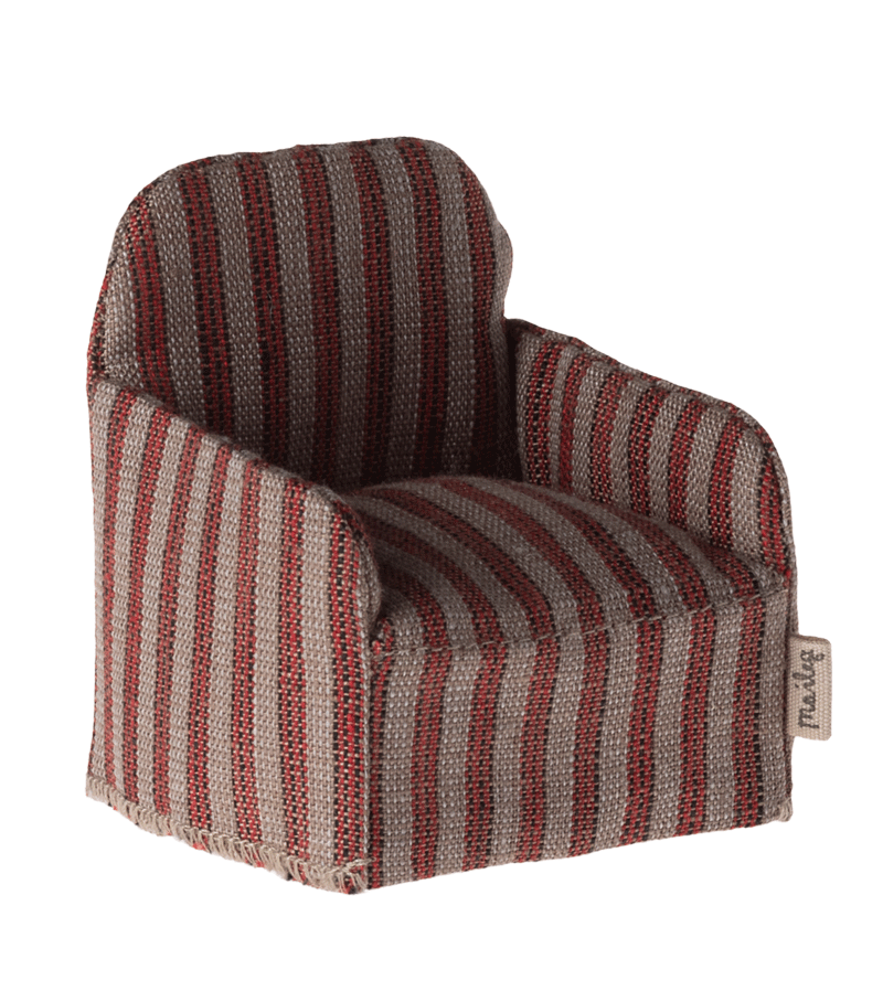 Stylish Striped Armchair by Maileg - Modern Living Room & Nursery Decor - Perfect for Cozy Reading Nooks & Kids' Play Areas
