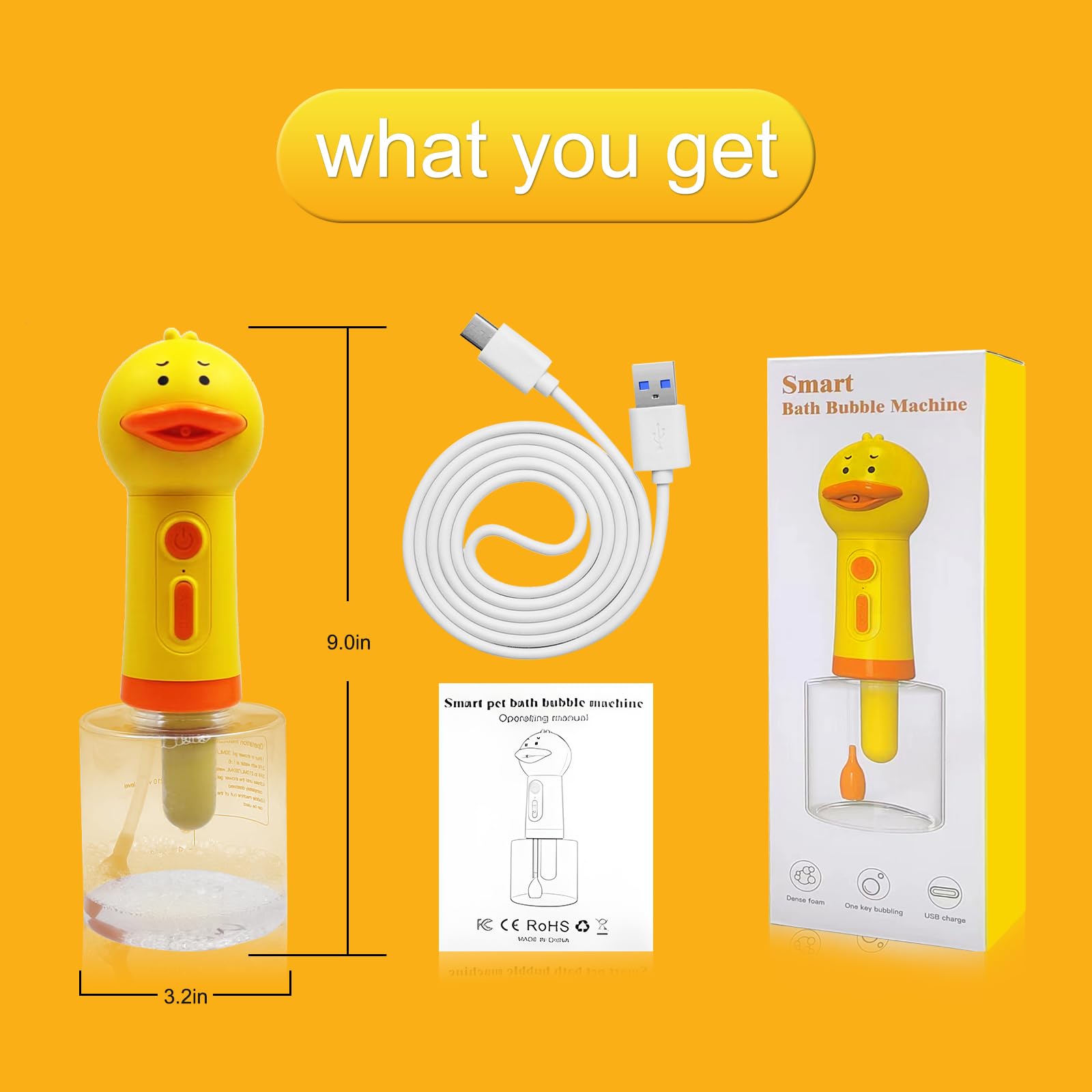 Rechargeable Electric Dog Cleaning Foam Machine - 1200mAh Battery & 350ML Capacity Soap Dispenser for Pets | IPX7 Waterproof | Deep Cleans Dog Fur | Perfect for Home Bathing, Grooming & Pet Care Supplies