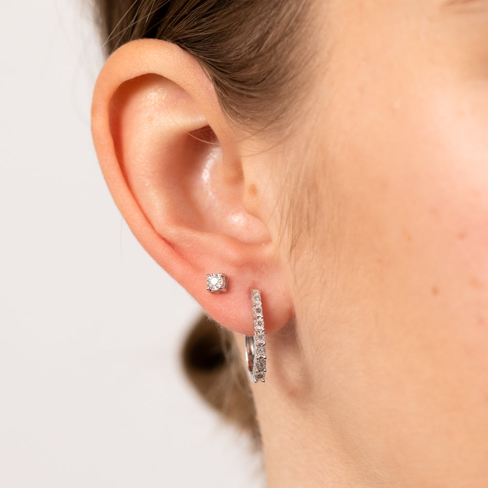 1/10 Carat Sterling Silver Diamond Hoop Earrings for Women - Elegant Everyday Jewelry & Special Occasion Gift