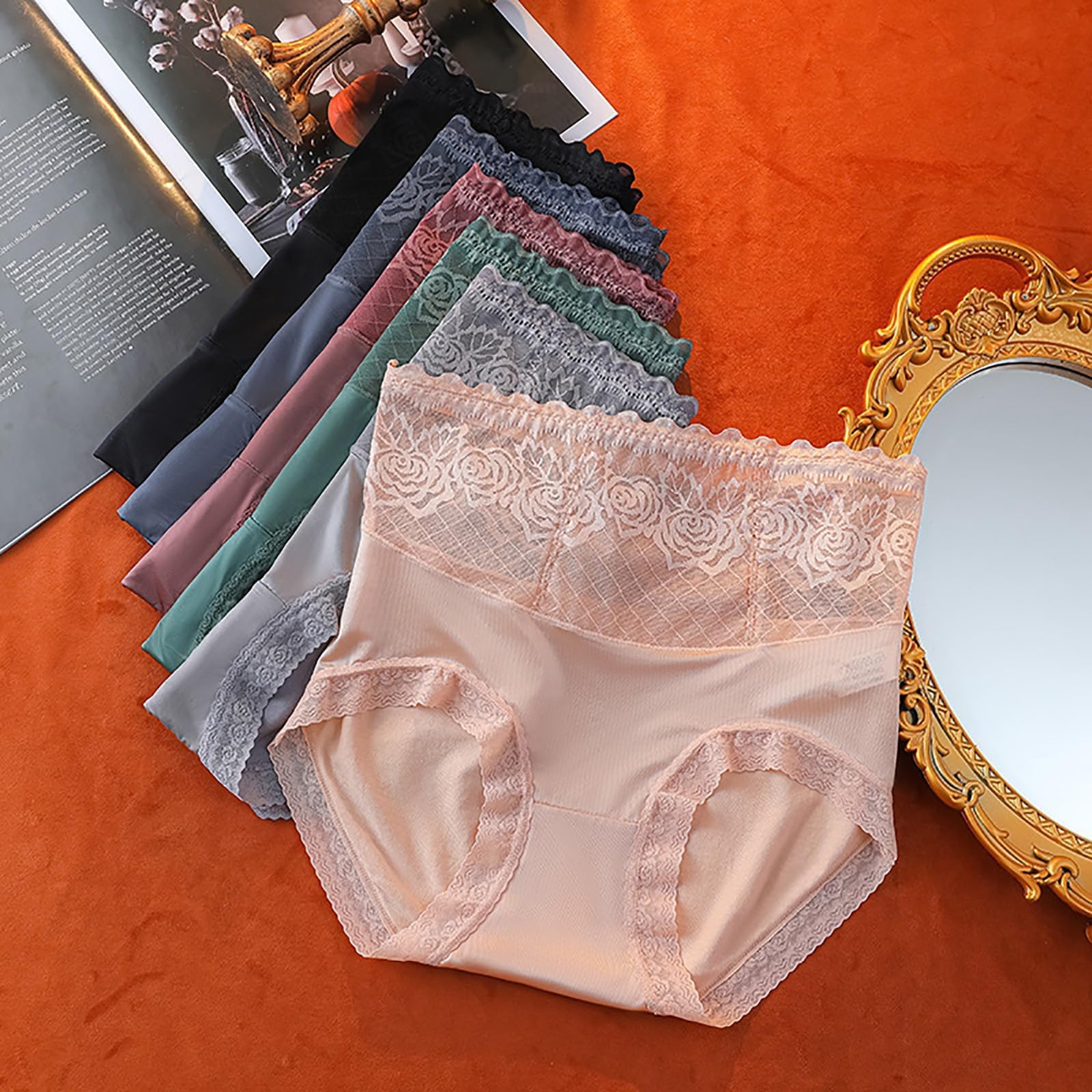 4/6PCS Lacyfit Silky Comfort High Waist Hip Lift Panties - Tummy Control Lace Cotton Women's Breathable Underwear for Everyday Wear & Special Occasions