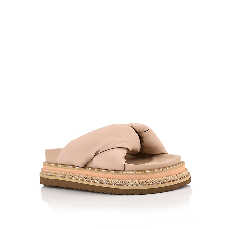Thames Platform Slides for Women - Stone Beige Comfortable Summer Sandals | Beach, Pool, Casual Outfits & Vacation Wear