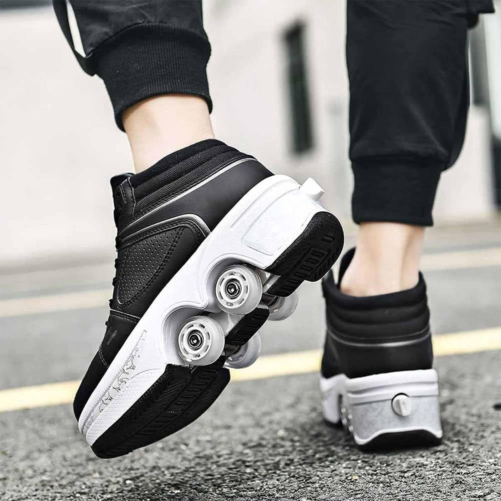 Best Roller Skate Shoes for Men & Women - Double Row Deform Wheel Retractable Roller Sneakers - Outdoor Skating Shoes for Boys & Girls - Perfect for Commuting, Fitness & Fun Activities