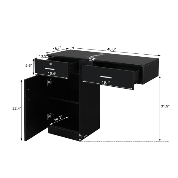 Wall Mount Salon Storage Cabinet - Beauty & Barber Station with Drawers for Spa & Salon Organization