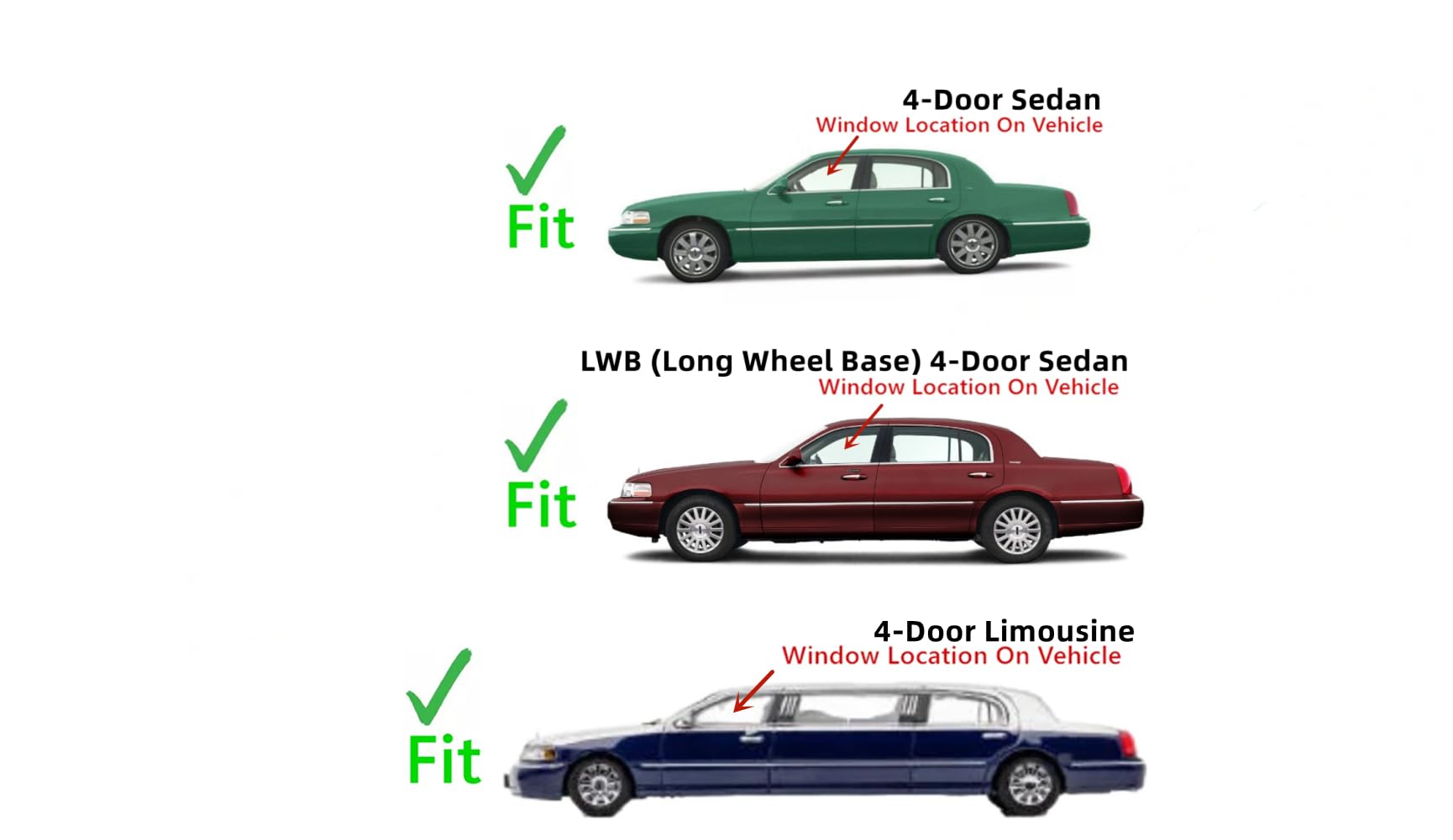 1998-2011 Lincoln Town Car Driver Side Front Door Window Glass Replacement - OEM Fit, Easy Installation for Smooth Operation (Perfect for DIY Repairs & Auto Glass Shops)