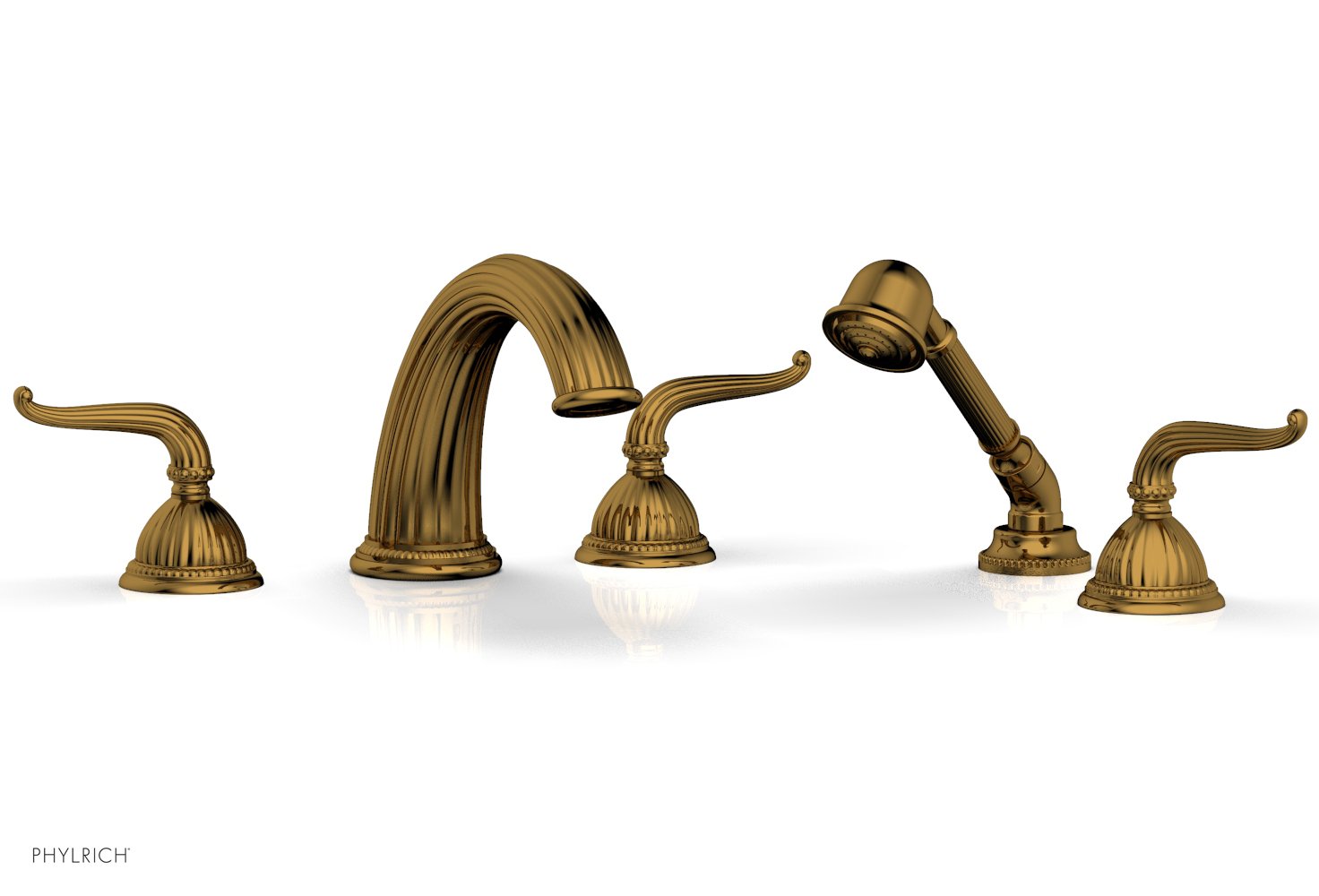 GEORGIAN & BARCELONA Deck Mounted Bathtub Faucet Set with Hand Shower and Lever Handles K2141P1 - Perfect for Modern Bathroom Renovations and Spa-Like Shower Experiences