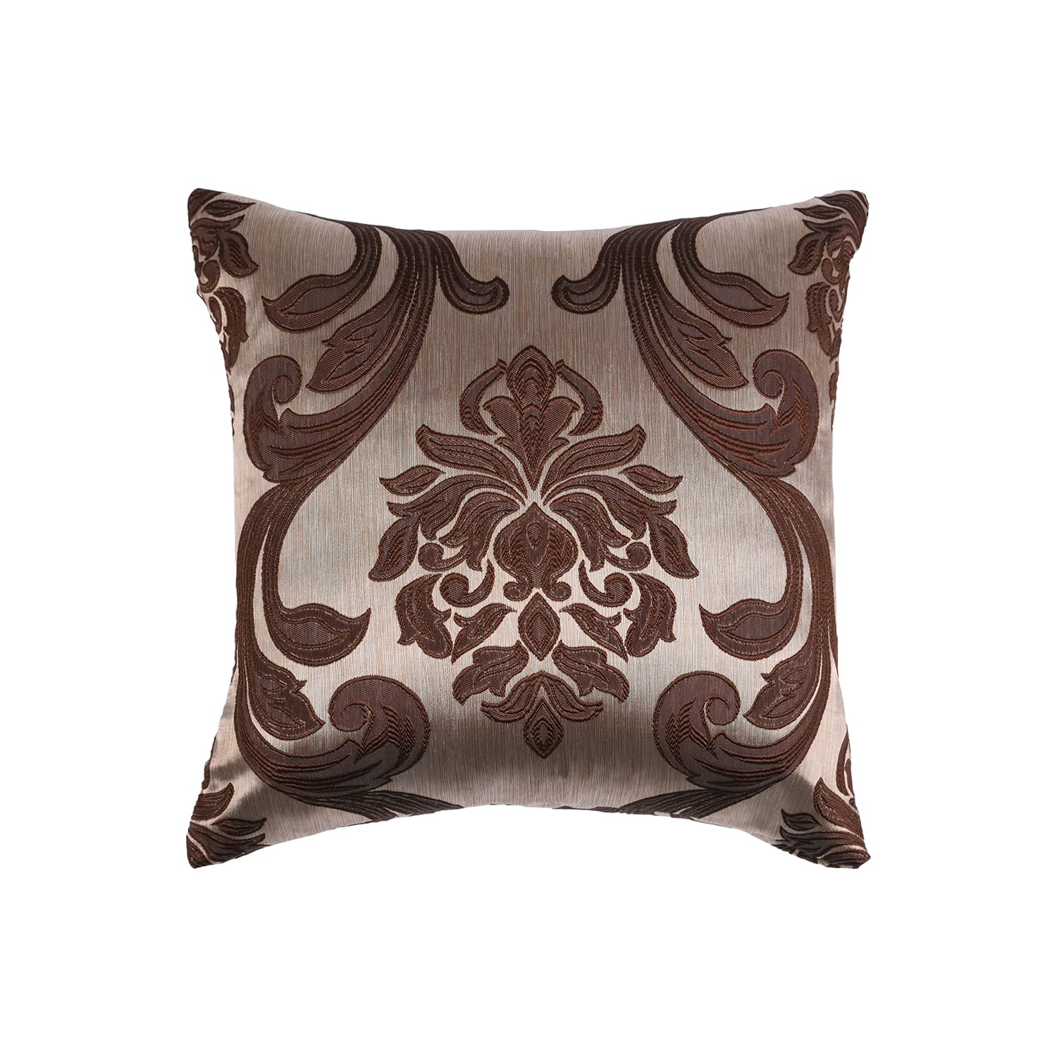 NAPEARL Jacquard Throw Pillow Covers Set of 2 - 16x16 Inch Decorative Cushion Covers for Sofa, Couch, Bed - Brown Luxury Pillowcases for Living Room, Bedroom & Home Decor - Perfect for Cozy Reading Nooks and Stylish Accent Pillows