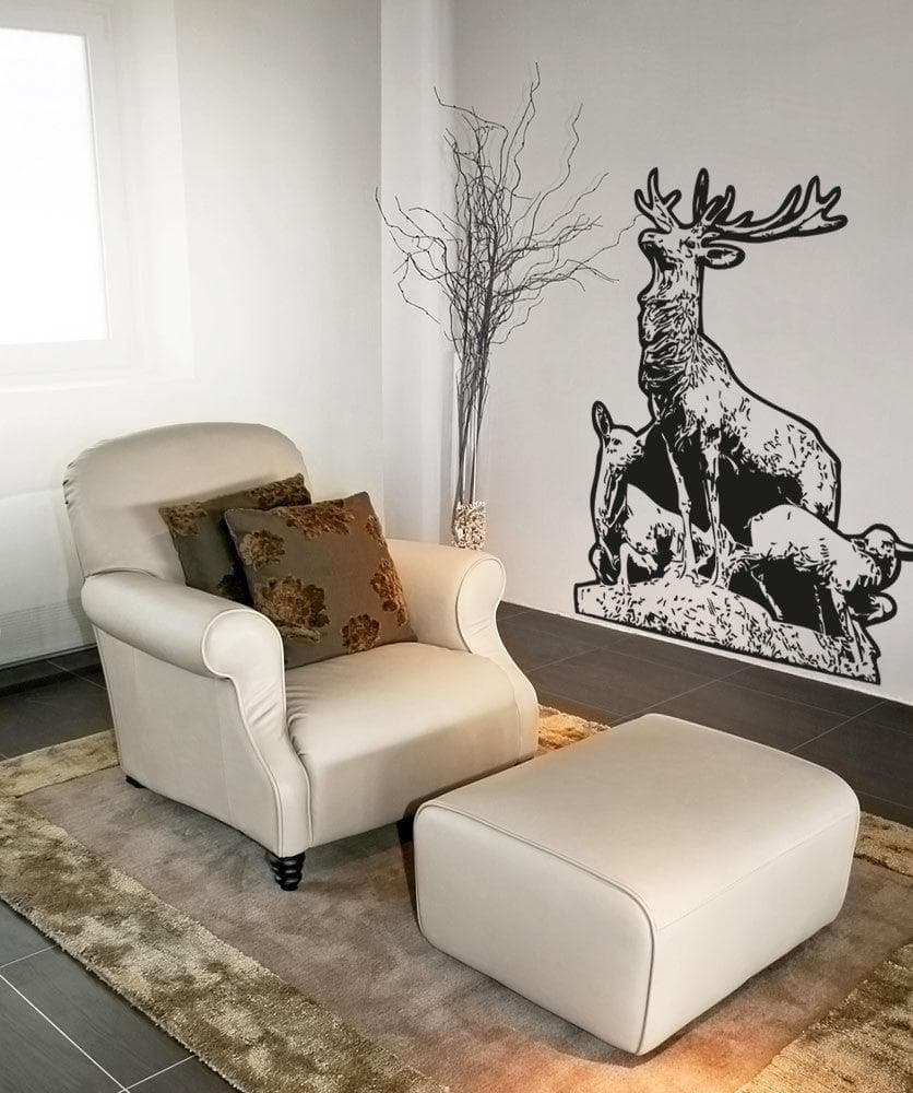 Vinyl Wall Decal Sticker - Father Deer and Fawn #5046 | Removable Home Decor for Nursery, Living Room & Bedroom