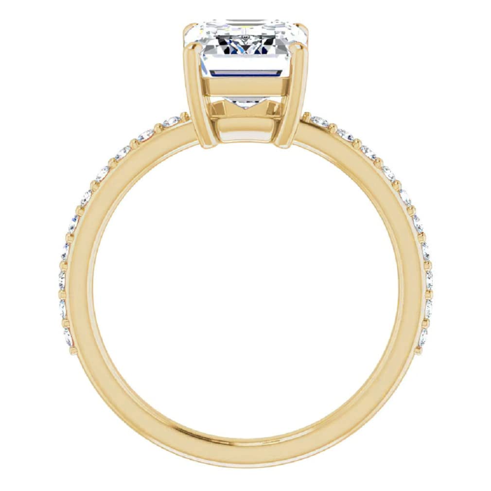 10K Solid Yellow Gold Handmade Engagement Rings – 2.0 CT Emerald Cut Moissanite Diamond Solitaire Wedding Band Set for Women, Bridal Jewelry Gift for Her (Perfect for Proposals, Anniversaries & Special Occasions)