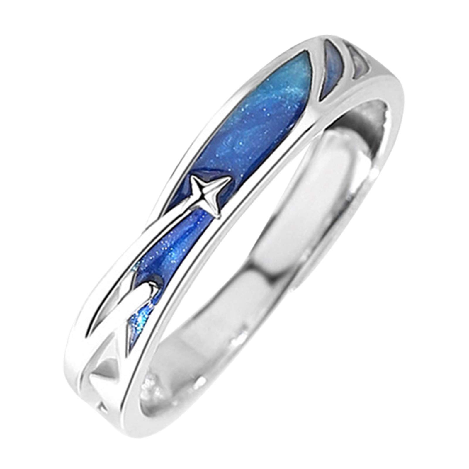 OhhGo Adjustable S925 Sterling Silver Meteor Shower Engagement Ring for Men - Wedding Band, Promise Ring, Anniversary Gift - Perfect for Proposals, Romantic Occasions & Everyday Wear