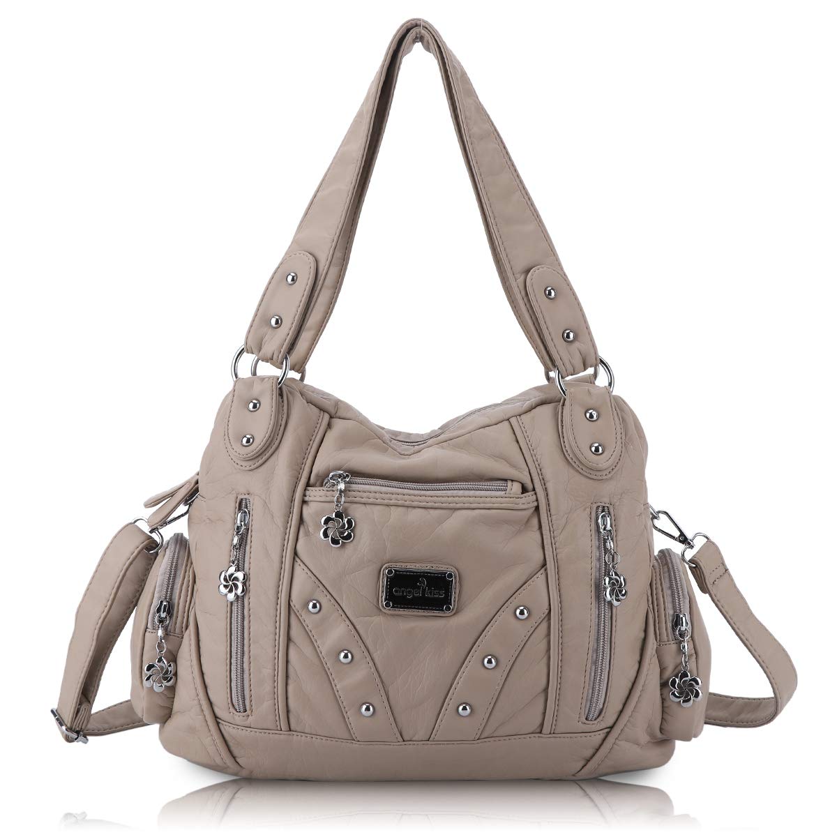 Angel Barcelo Women's Hobo Handbag - Roomy Leather Shoulder Bag & Tote Purse for Work, Travel & Everyday Use - Stylish Washed Leather Satchel