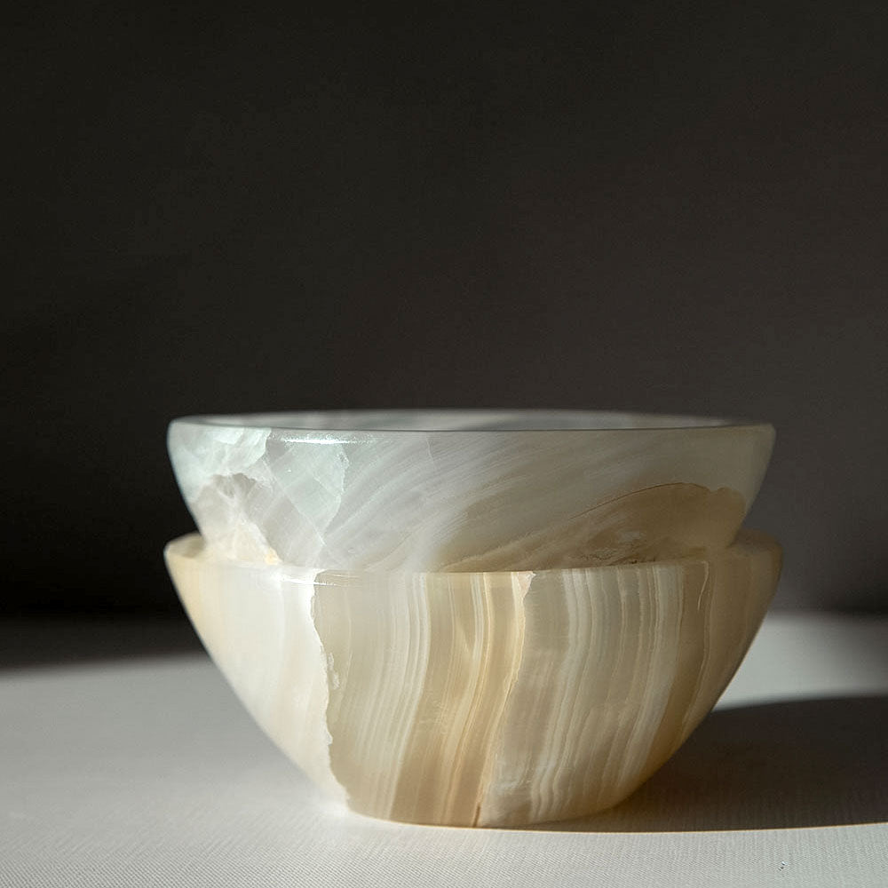 Handcrafted Unique Onyx Bowl - Elegant Stone Serving Bowl for Home Decor, Fruit Display & Gift Giving | Perfect for Dining, Entertaining & Zen Decor