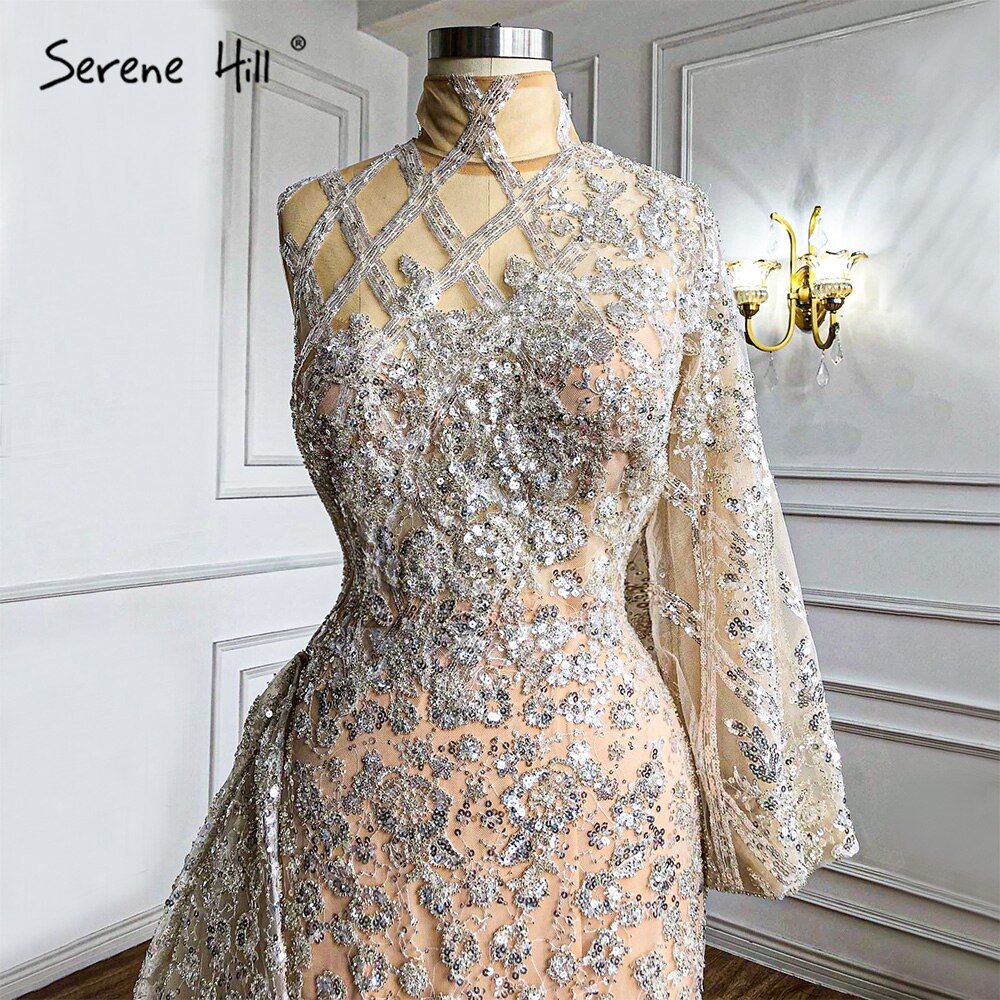 Elegant One Shoulder Beaded Mermaid Evening Dress with Skirt for Women - Luxury Party Gown 2025 | Perfect for Prom, Wedding, and Formal Events