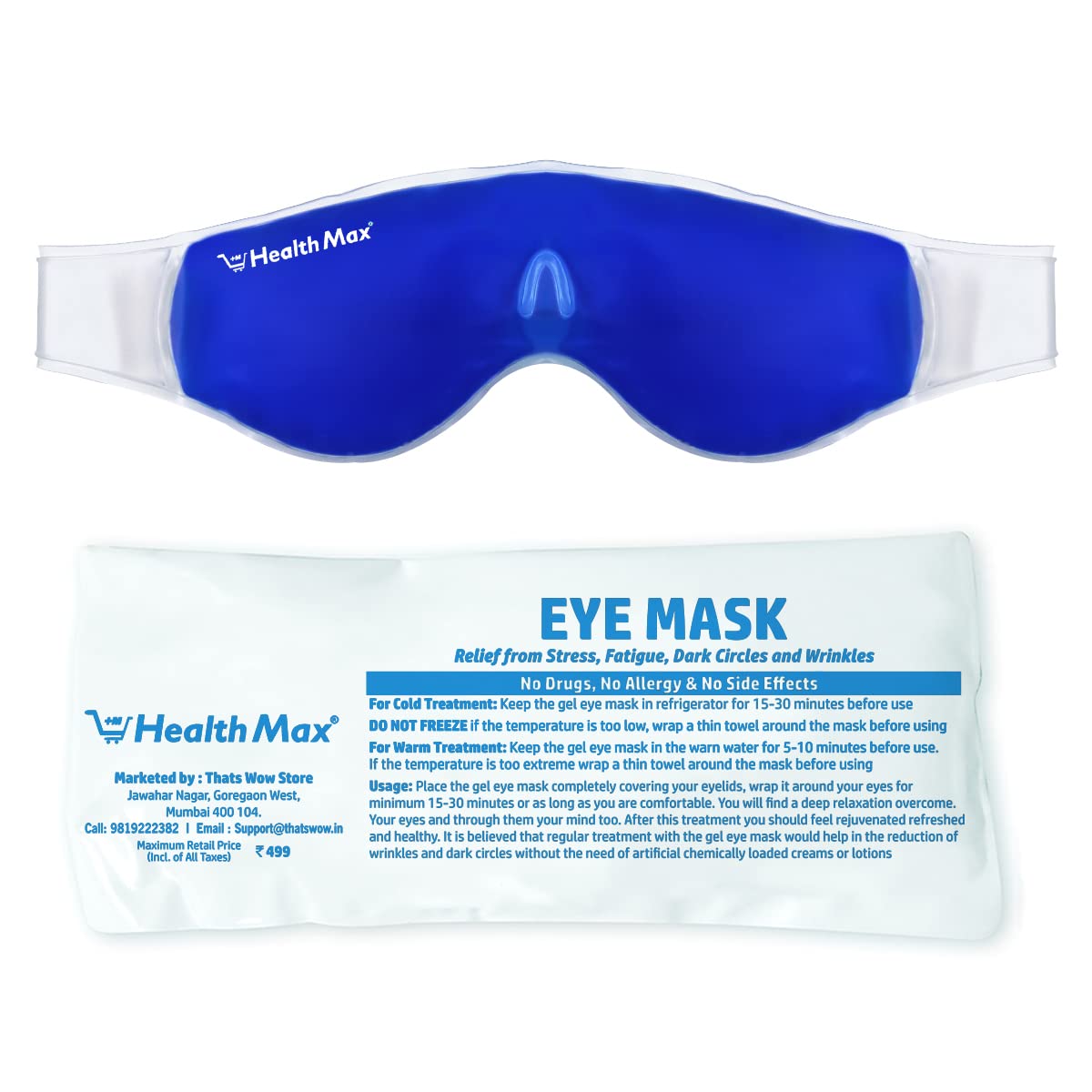 Health Max Tm Relaxing Gel Eye Mask - 1 Count | Cooling & Soothing Relief for Puffy Eyes & Dark Circles | Perfect for Travel, Work Breaks & Self-Care