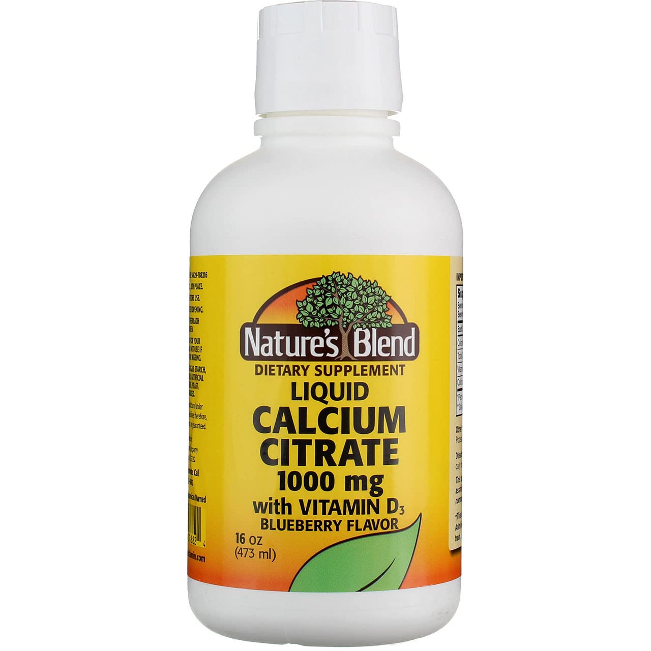 Nature's Blend Calcium Citrate with Vitamin D3 - Blueberry Flavored Liquid Supplement for Bone Health - 16 oz Bottle (Pack of 6) - Supports Strong Bones & Teeth for Kids & Adults - Perfect for Daily Nutrition & Active Lifestyles