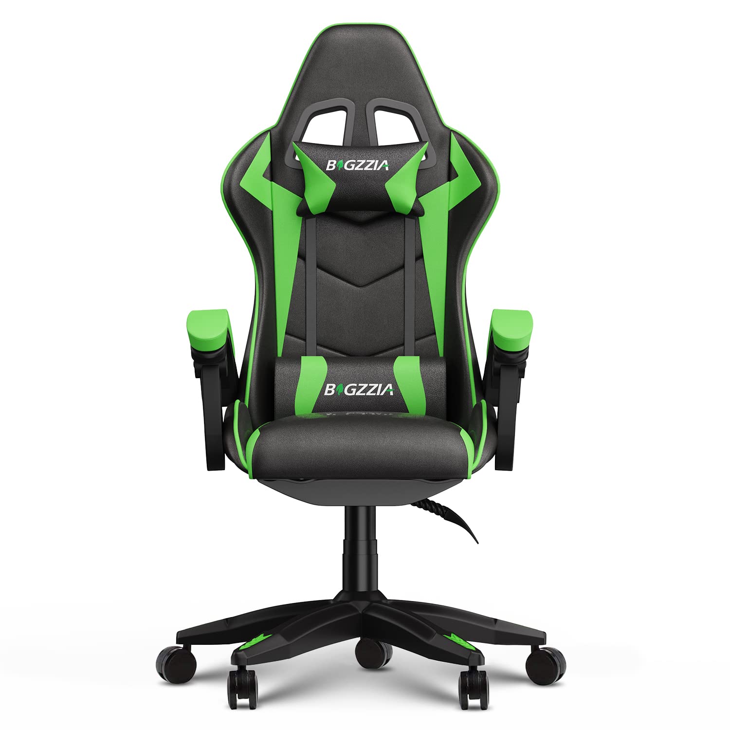 Ergonomic Gaming Chair with Lumbar Support - Adjustable Height Office Chair for PC & Desk (Green) - Perfect for Gamers, Streamers & Home Office Workers