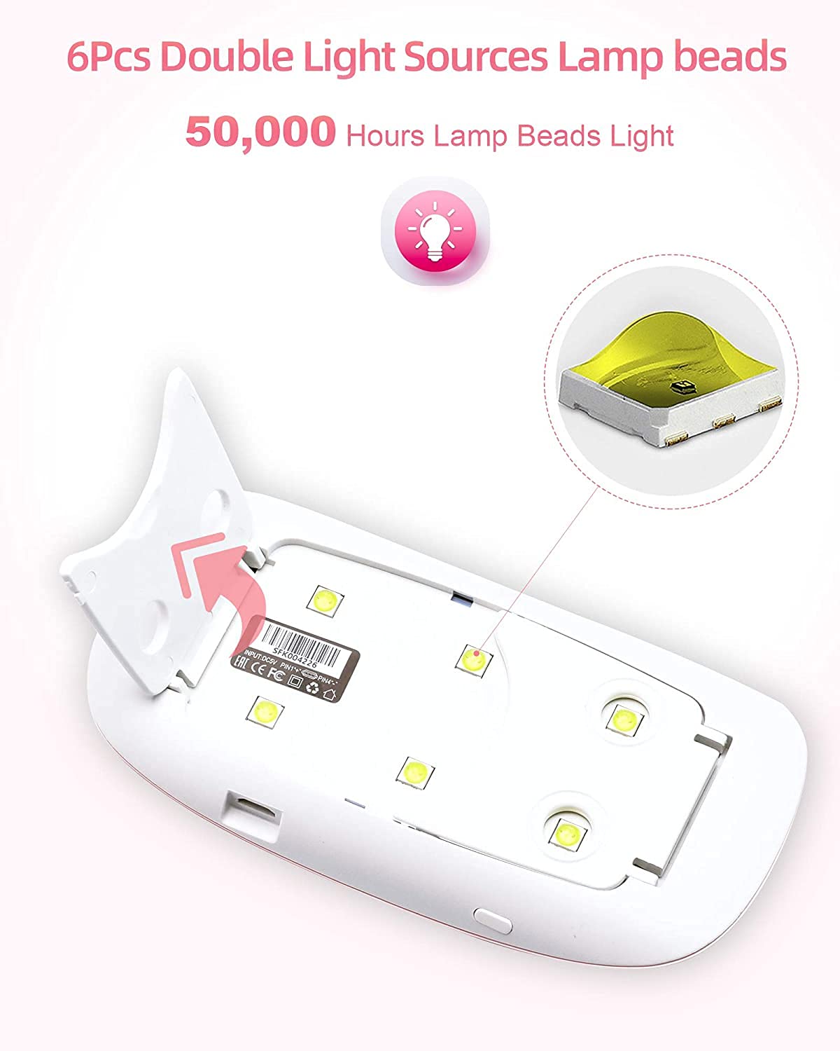 Eopzo Mini UV LED Nail Lamp - 6W Portable Gel Nail Polish Dryer for Manicure, Cures All Kinds of Gel Nails, Foldable Design with USB Power (Multi Color) - Perfect for Home Nail Art, Salon Use & Travel Manicures