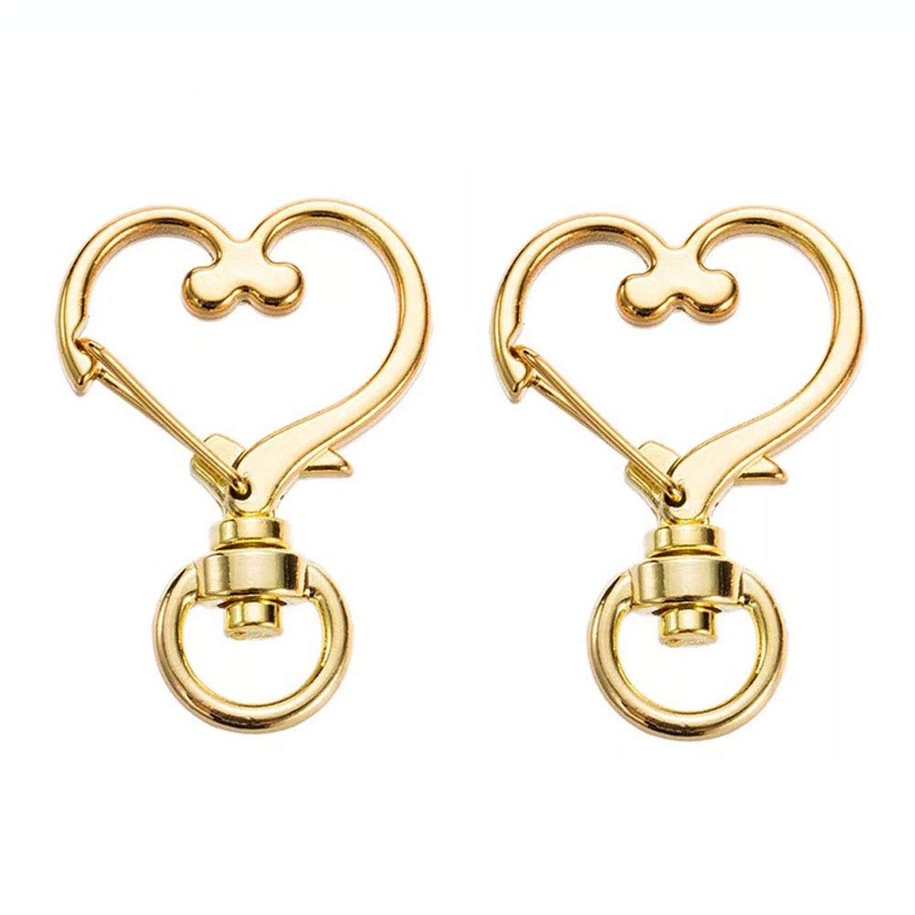 12Pcs Heart Shape Metal Keychain Keyring with 360° Swivel Lobster Clasp - Gold Key Rings for DIY Jewelry, Bags, Backpacks & Gifts - Perfect for Valentine's Day, Wedding Favors & Party Giveaways