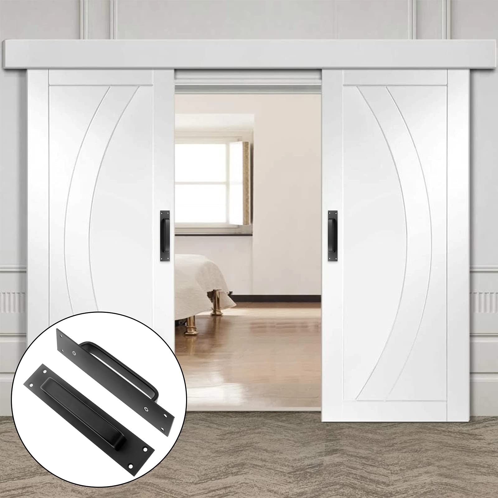 2 Pack Black Aluminum Alloy Sliding Barn Door Handles - 7.9 Inch Rust-Resistant Cabinet & Drawer Pulls for Barn Doors, Gates, Closets, Garage & Shed (Perfect for Farmhouse, Industrial & Rustic Home Decor)