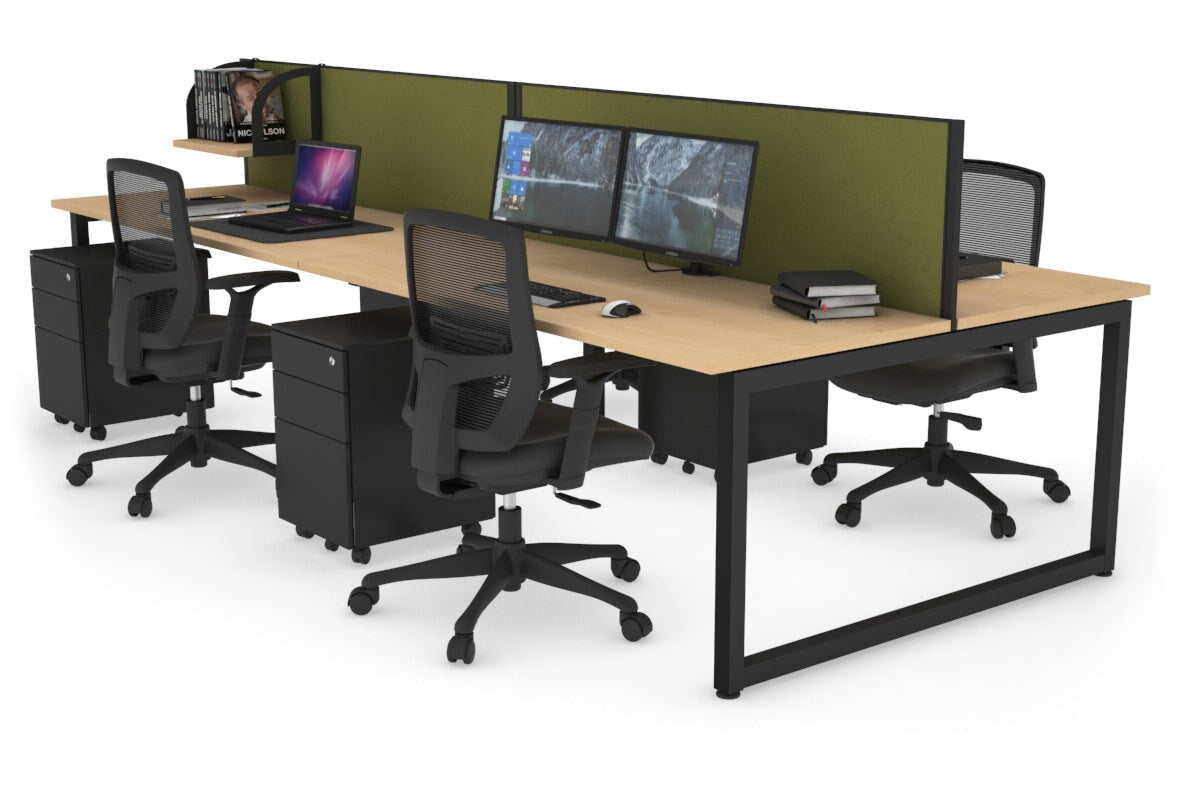 Quadro Loop Legs 4 Person Office Workstation Desk - 1800L x 700W - Modern Collaborative Workspace Solution for Team Projects & Office Meetings