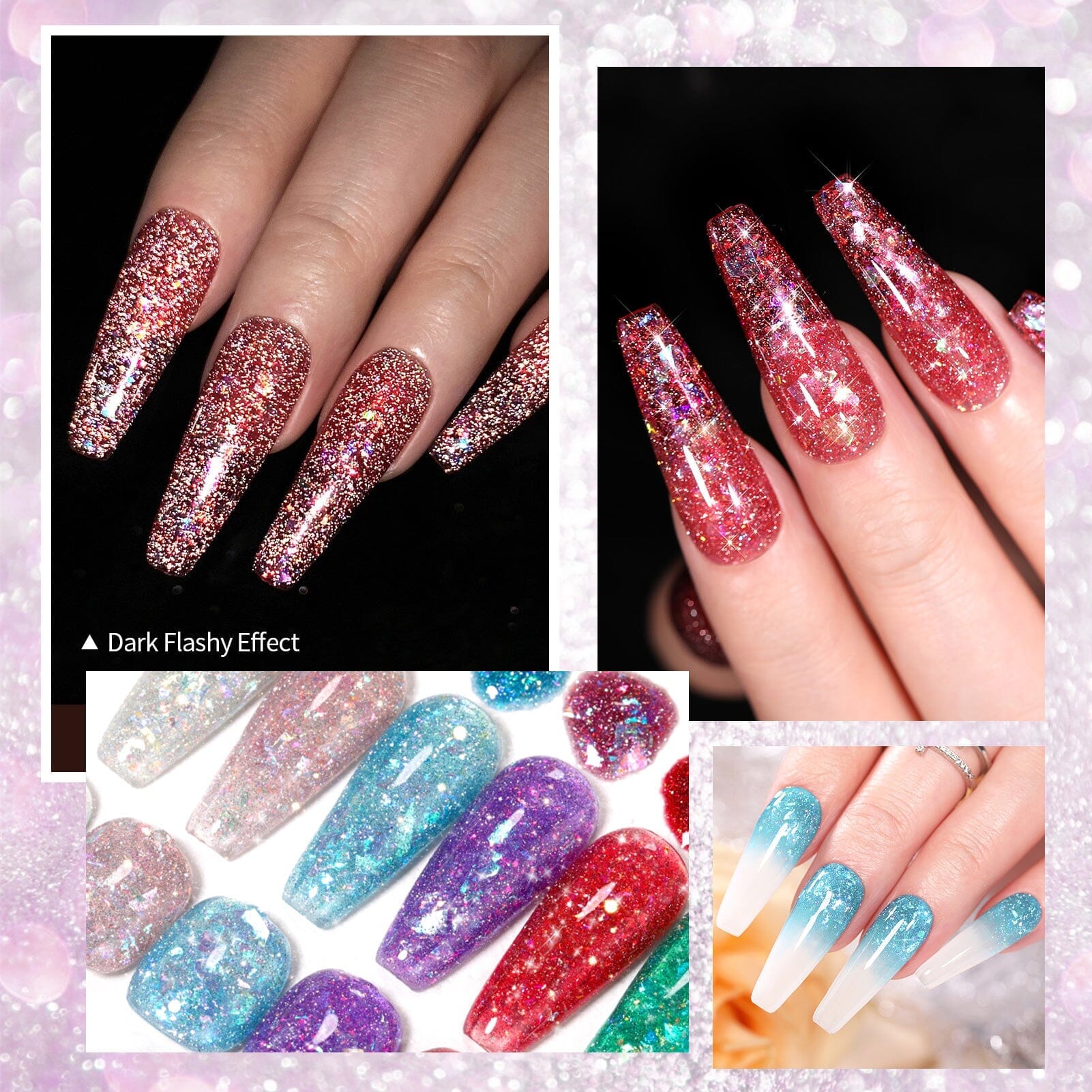 6 Colors Reflective Sequins Gel Nail Polish Set - 5g Each, Long Lasting & High Shine - Perfect for Nail Salons, DIY Manicures & Special Occasions