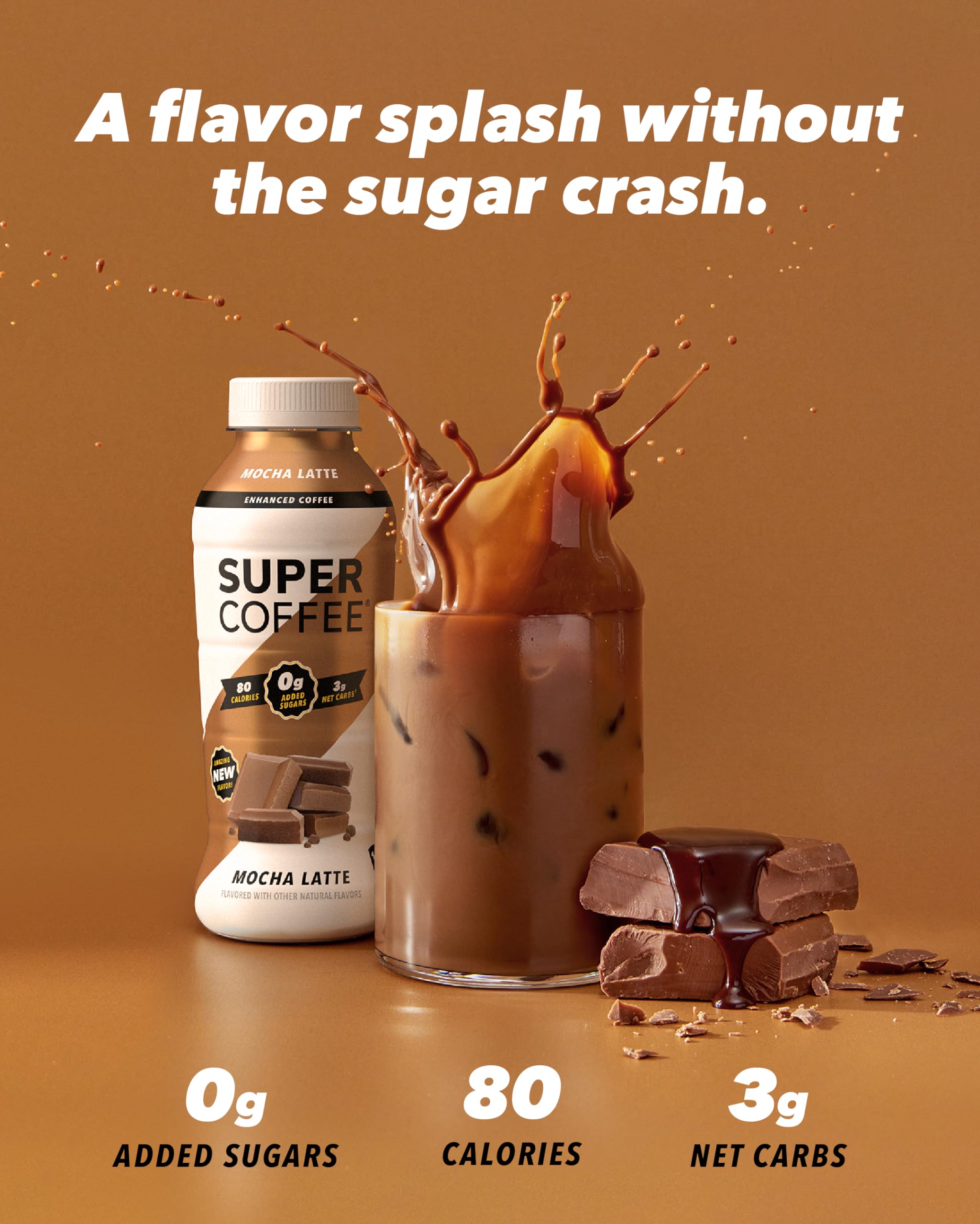 Super Coffee Ready To Drink Iced Coffee - Vanilla Latte (12oz Bottles, Pack of 12) | Low Carb, Sugar Free, Keto Friendly Protein Coffee with 10g Protein & Low Calories | Perfect for Breakfast, Office Snack or Post-Workout Energy Boost
