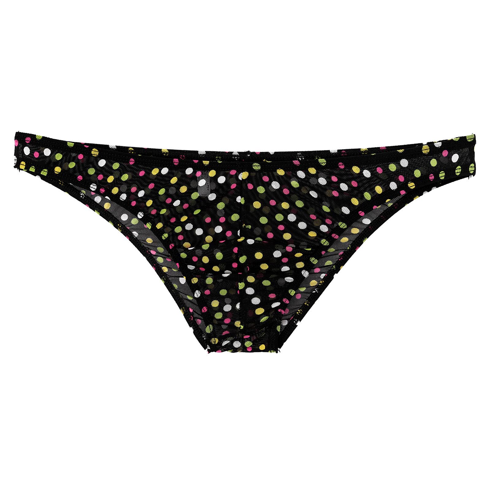 FEESHOW Men's Fashion Print Underwear - Gay Lingerie Mesh Bikini Briefs with Pouch, Transparent & Sexy for Summer - Perfect for Beach, Pool, and Intimate Moments