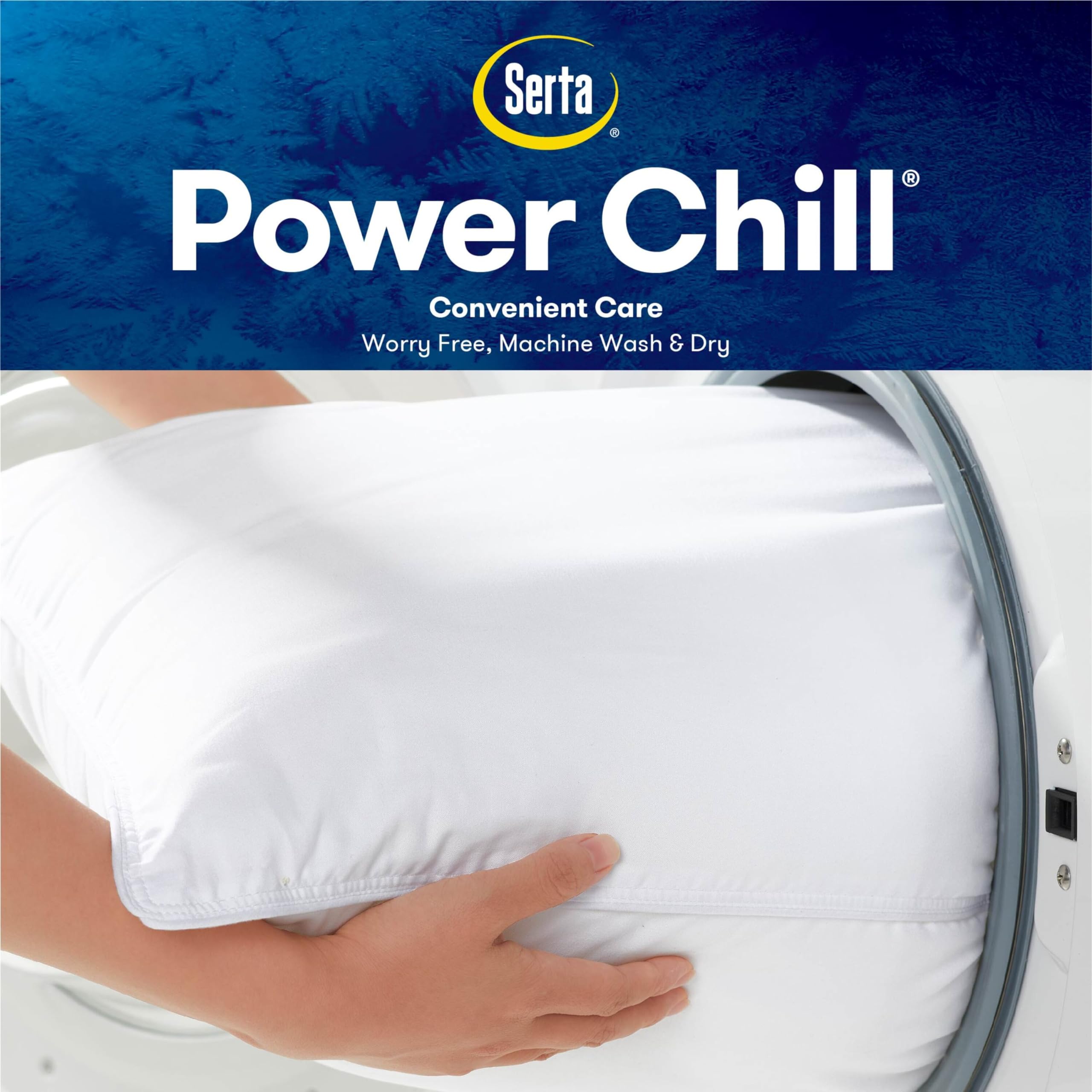 Serta Power Chill Cooling Soft/Medium Down Alternative Pillows for Side, Stomach & Back Sleepers - 2 Pack Queen Size White - Perfect for Hot Sleepers & Allergy Relief in Bedroom, Guest Room or Dorm