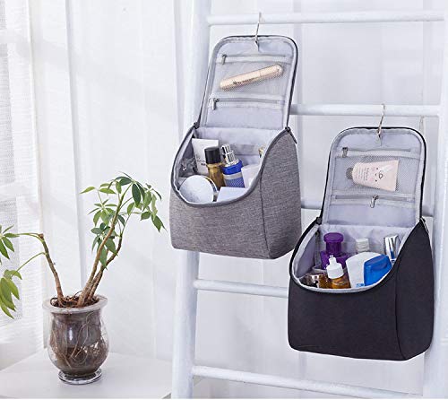 Waterproof Hanging Toiletry Bag for Travel - Portable Cosmetic Organizer with Multiple Pockets for Makeup, Shampoo, Toiletries - Perfect for Business Trips, Camping & Gym (Black)
