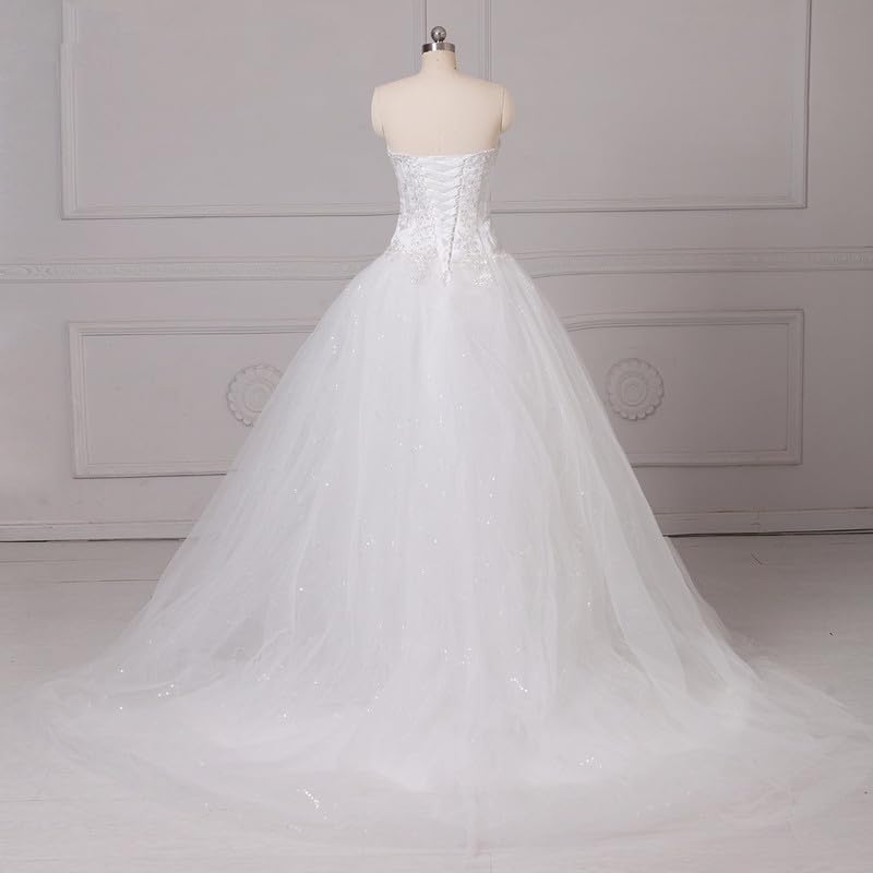 Sweetheart Neckline Backless Beaded Wedding Dress for Bride - Corset Applique Tulle Ball Gown for Evening, Prom & Special Occasions