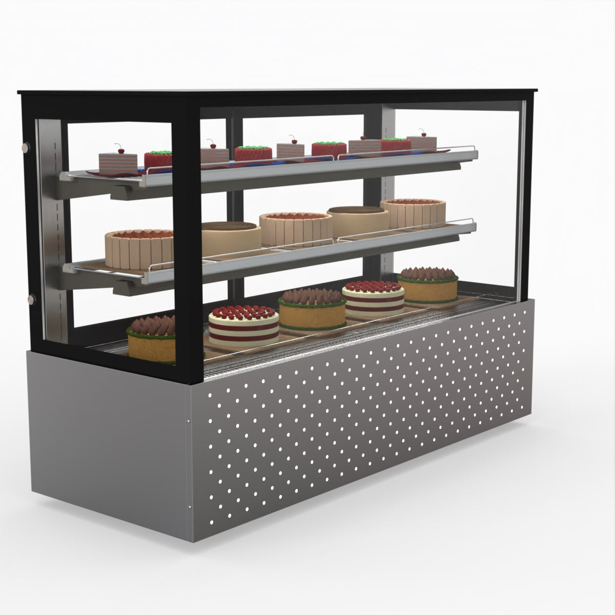 Bonvue SG180FA Commercial Refrigerated Display Case - Dual Glass Door Merchandiser for Deli, Bakery & Grocery - Perfect for Supermarkets, Convenience Stores & Cafes