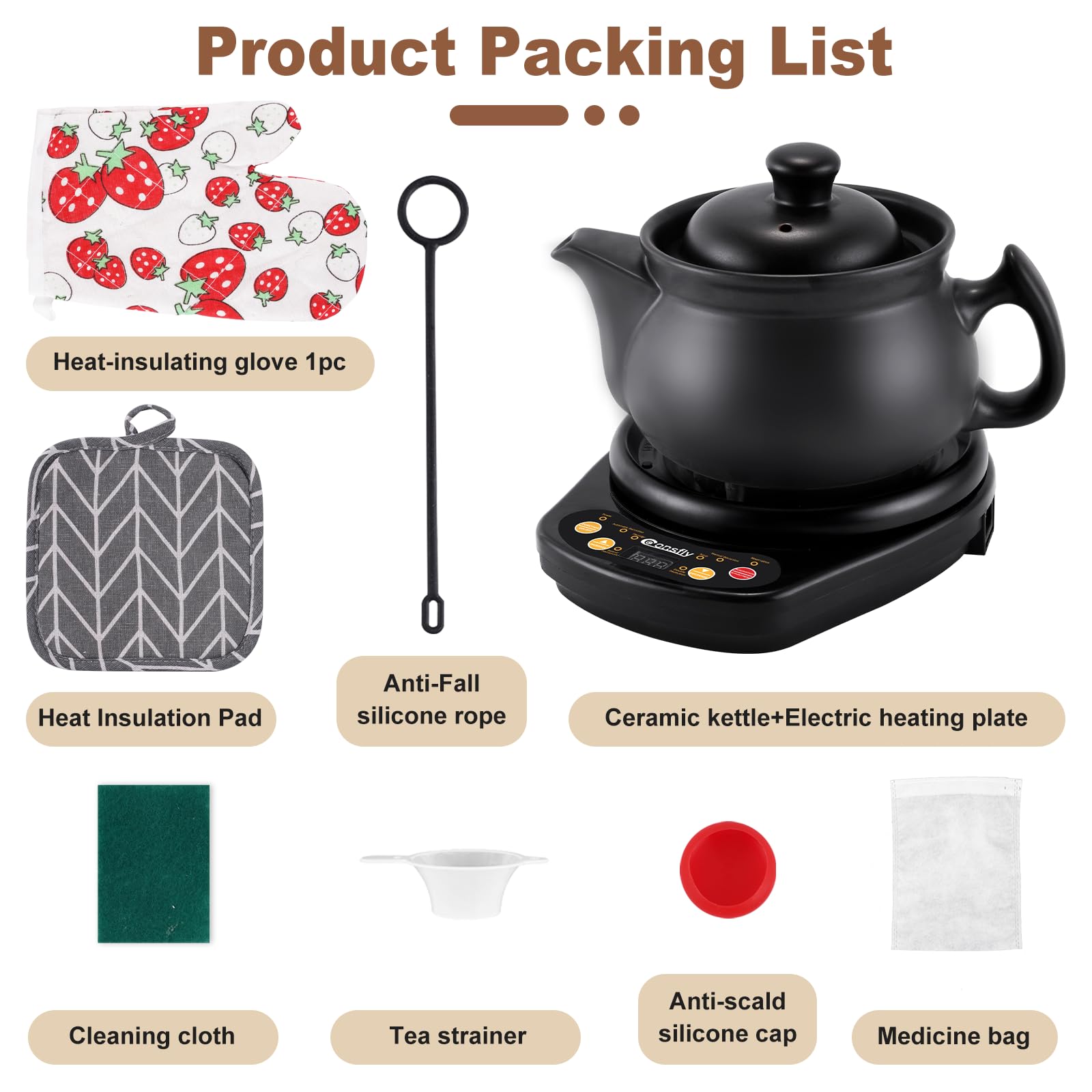 Electric Herbal Medicine Cooker 4.22 Quart (4L) 110V - Chinese Ceramic Herb Tea Maker for Traditional Medicine (Up to 1200g) - Perfect for Home Herbal Remedies & Natural Healing Therapy