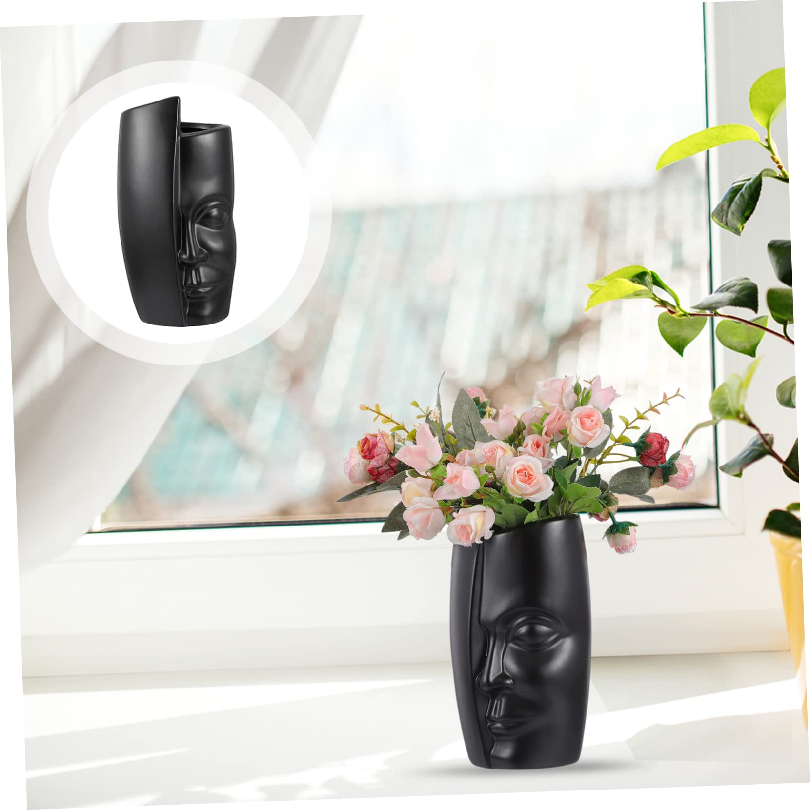 VOSAREA Ceramic Flower Vase with Human Face Design - Durable Home Decor Planter for Indoor Plants, Perfect Gift for Housewarming, Wedding & Office Decor