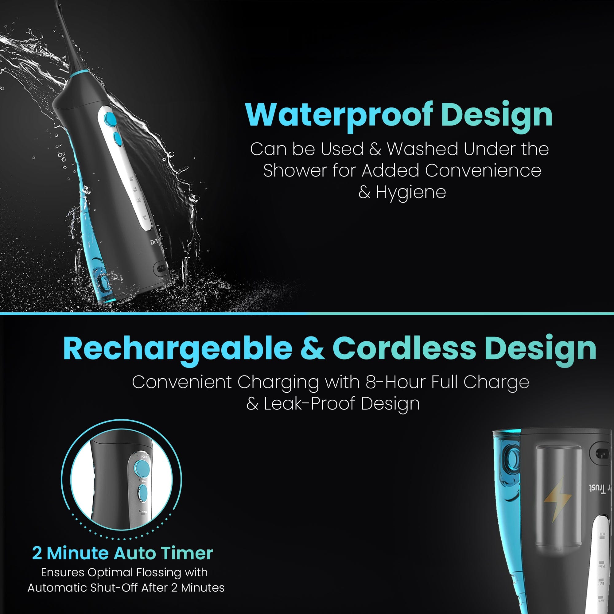 Dr Trust USA Oral Irrigator 310 - Professional Water Flosser for Teeth Cleaning, Dental Care & Gum Health | Perfect for Home Use & Travel | Removes Plaque & Improves Oral Hygiene