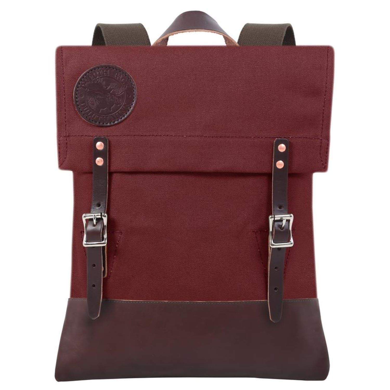 Duluth Pack Roll-Top Scout Backpack - Handcrafted Canvas Travel Bag with Premium American Leather | Durable Outdoor Hiking Backpack for Men & Women | Perfect for Camping, Travel & Daily Use - Burgundy