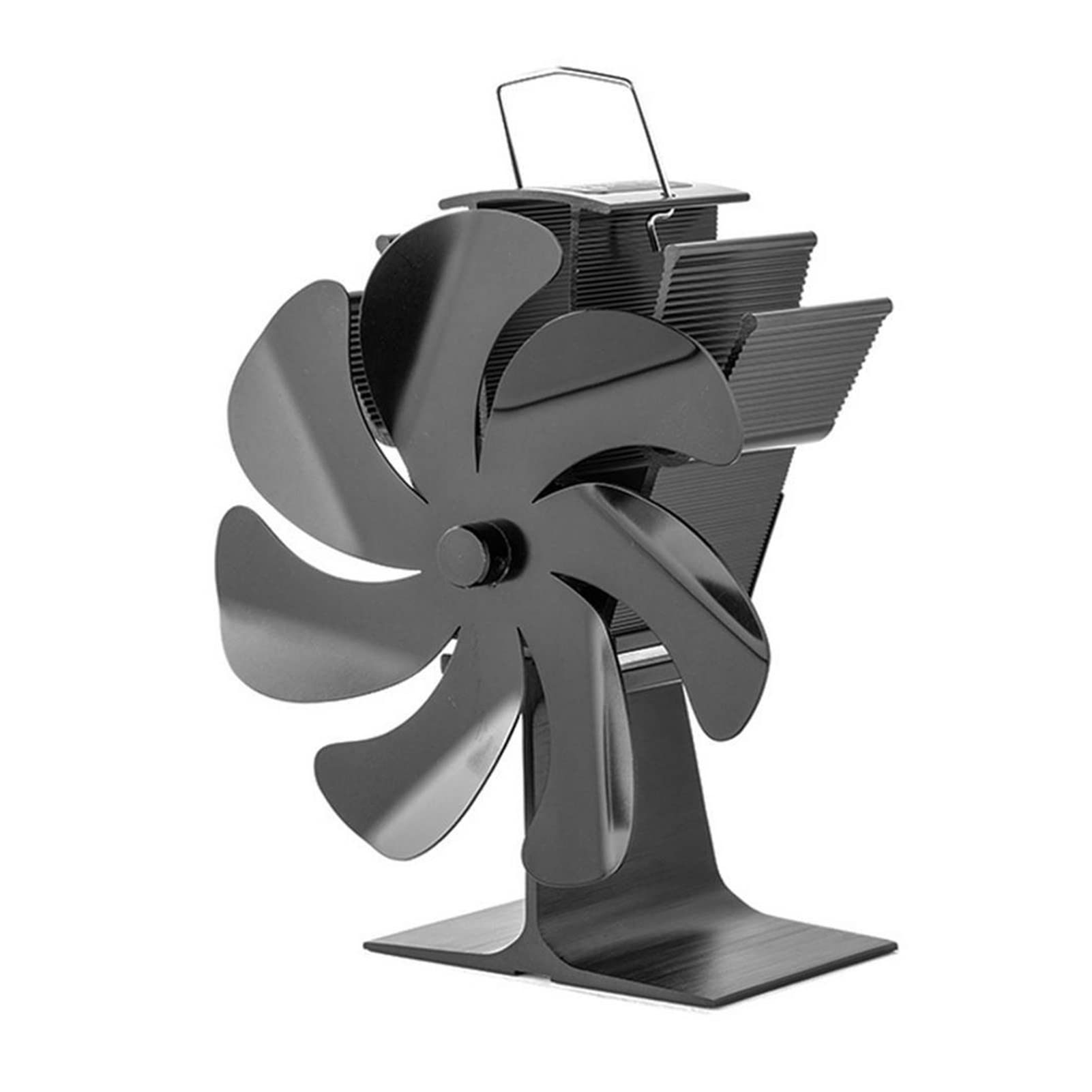 7-Blade Black Heat Powered Stove Fan - Ultra Quiet Wood Burner Fireplace Fan for Efficient Heat Distribution - Perfect for Home, Cabin & RV Fireplace Heating