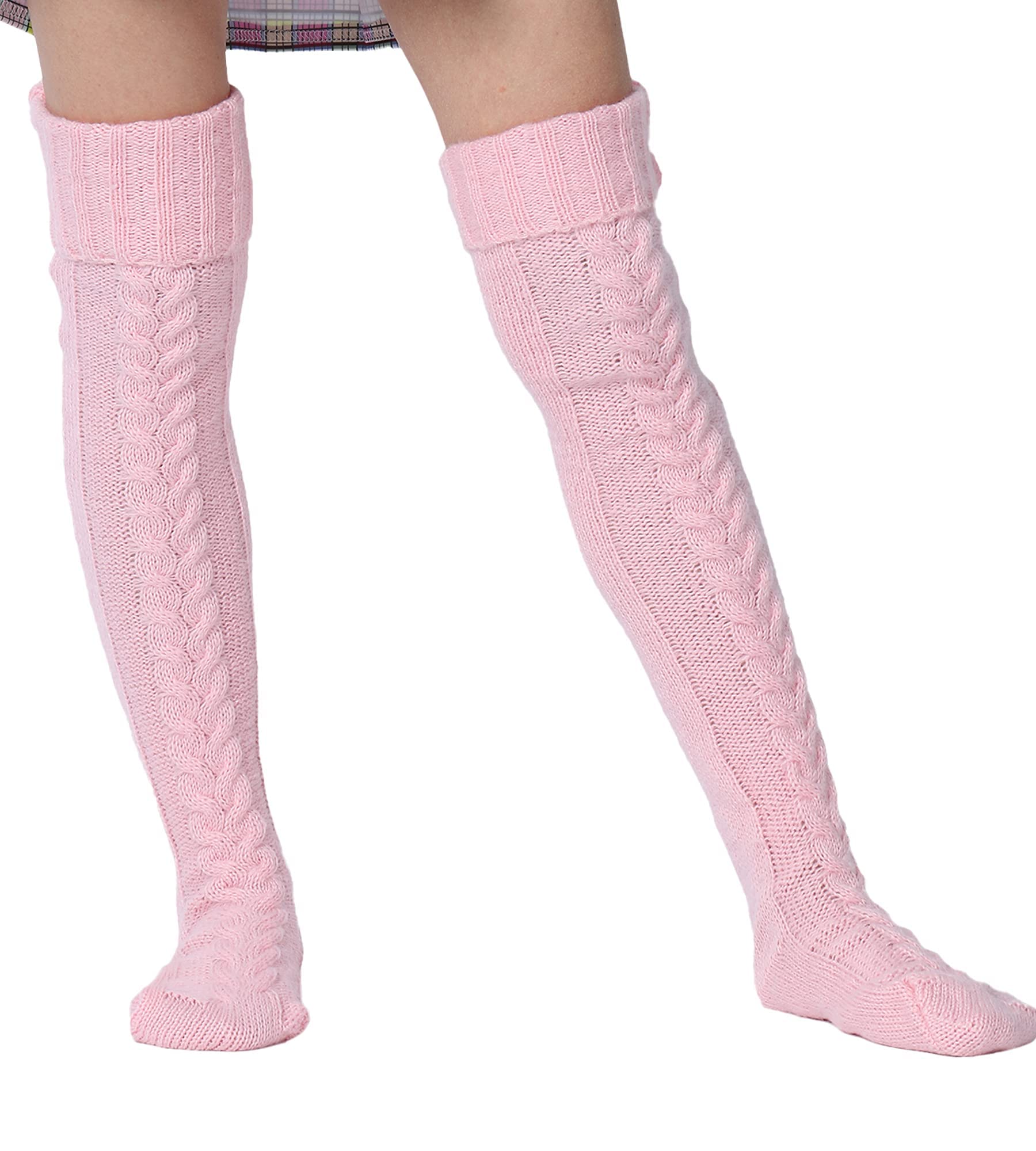 Springcmy Women's Extra Long Cable Knit Over-The-Knee Boot Socks - Warm Winter Leg Warmers for Snow Boots, Hiking & Cold Weather Fashion