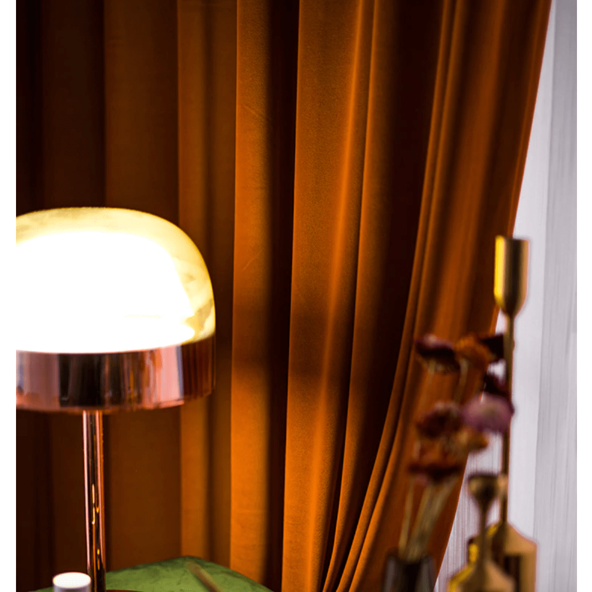 Taylor.H Light Luxury Plain Velvet Curtains - Burning Orange | Thermal Insulated Blackout Drapes for Living Room, Bedroom & Home Decor